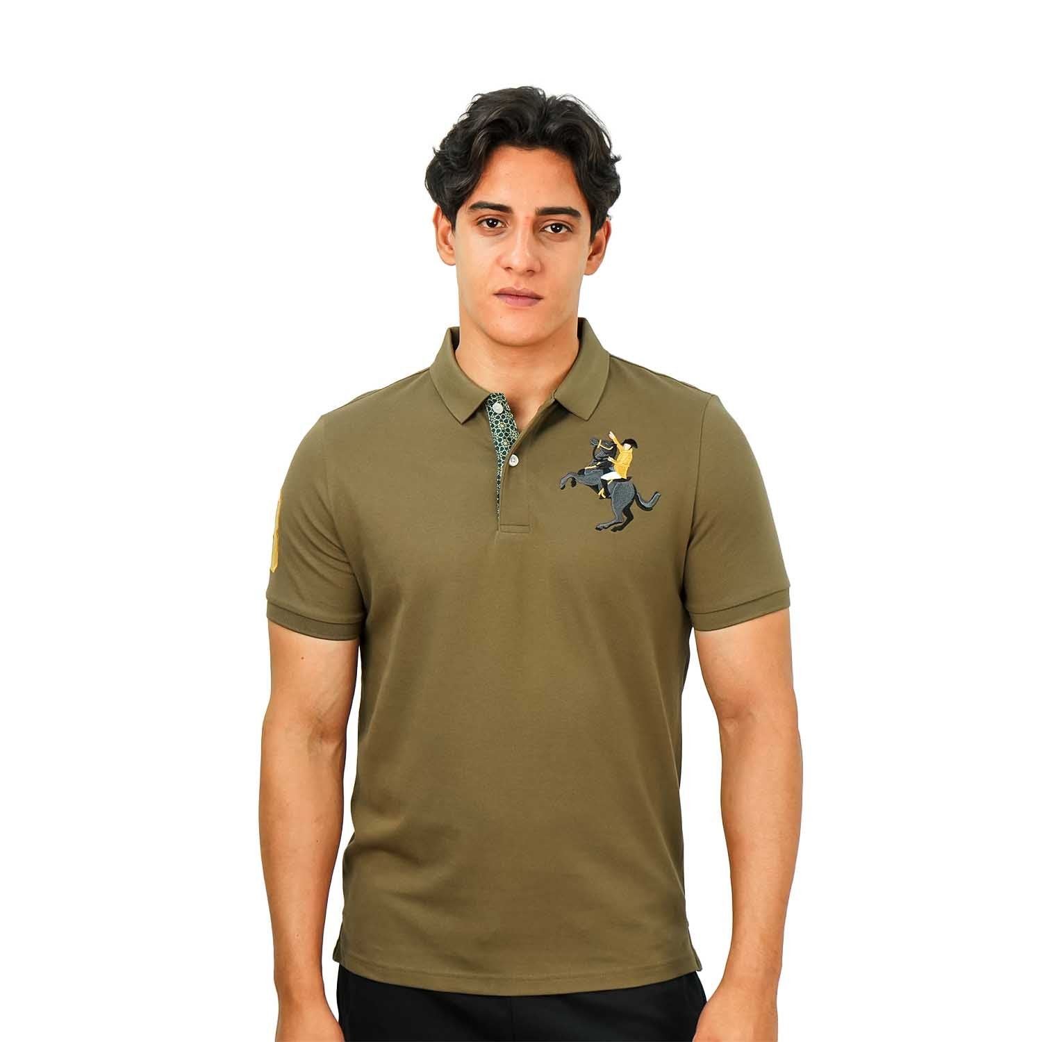 Men's Slim Fit Cotton Short Sleeve Napoleon Polo - Image 1