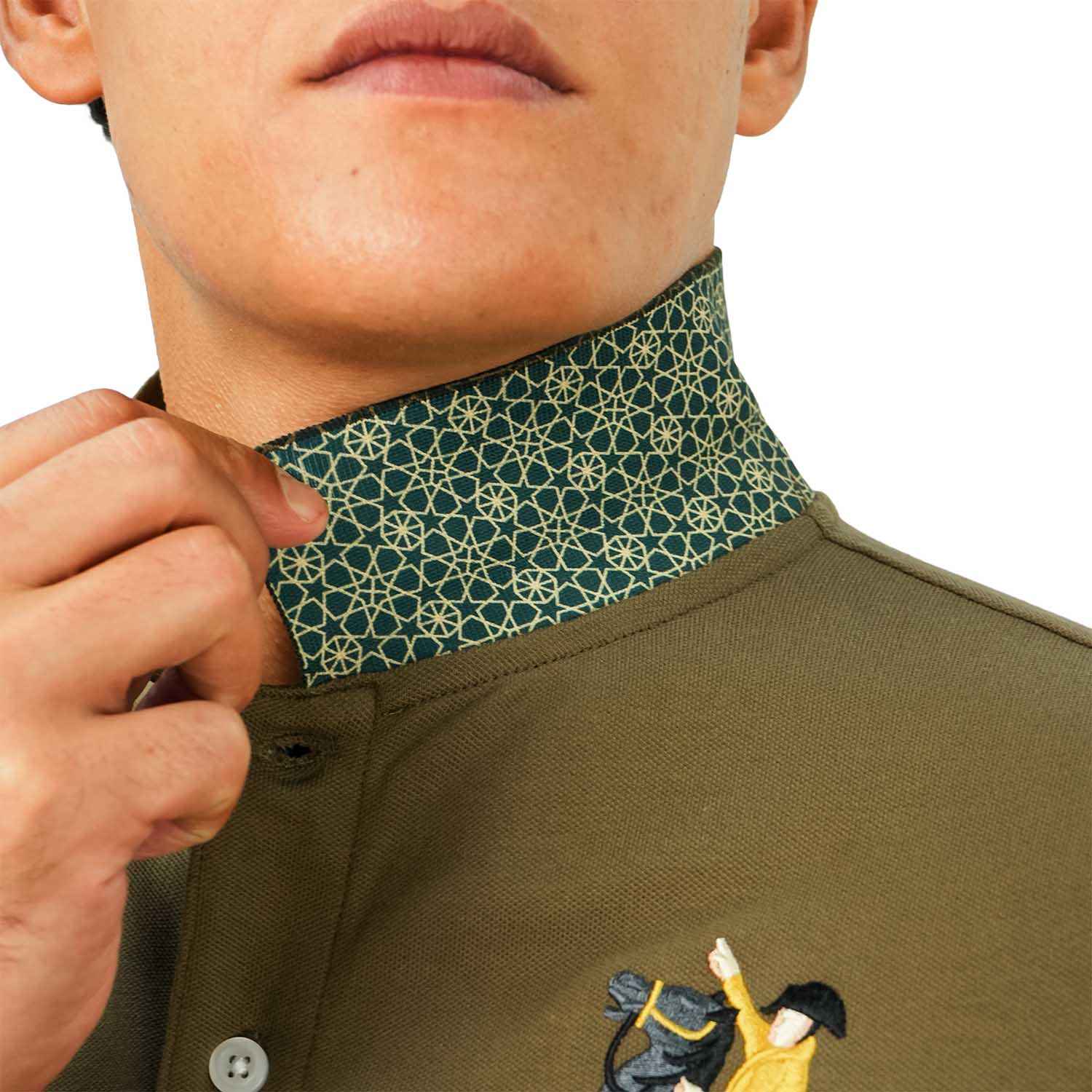 Men's Slim Fit Cotton Short Sleeve Napoleon Polo - Image 4