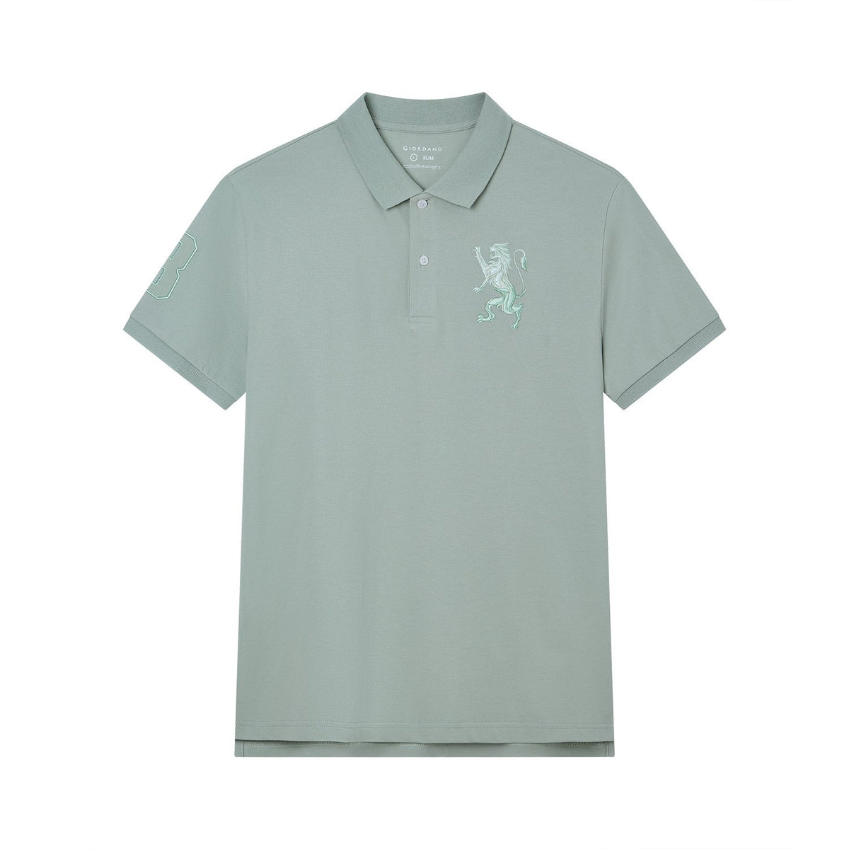 Men's Slim Fit 3D Lion Embroidery Lycra Pique Polo - Image 6