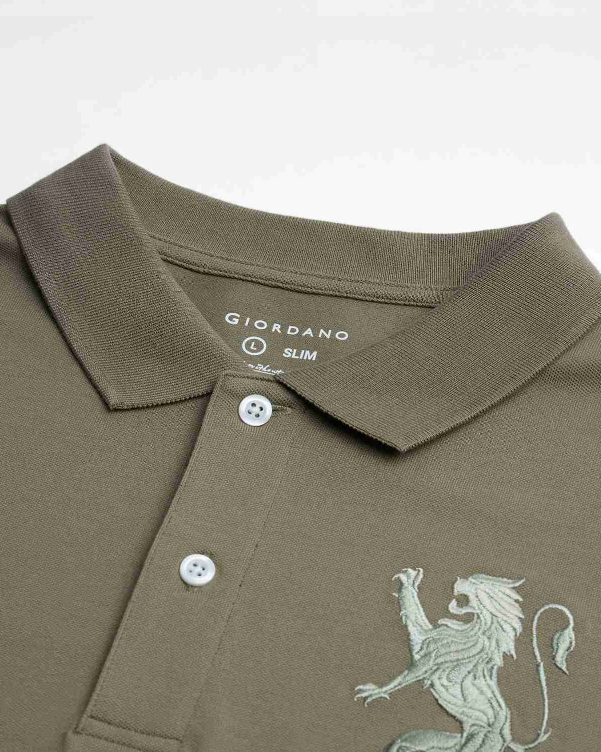 Men's Slim Fit 3D Lion Embroidery Lycra Pique Polo - Image 8