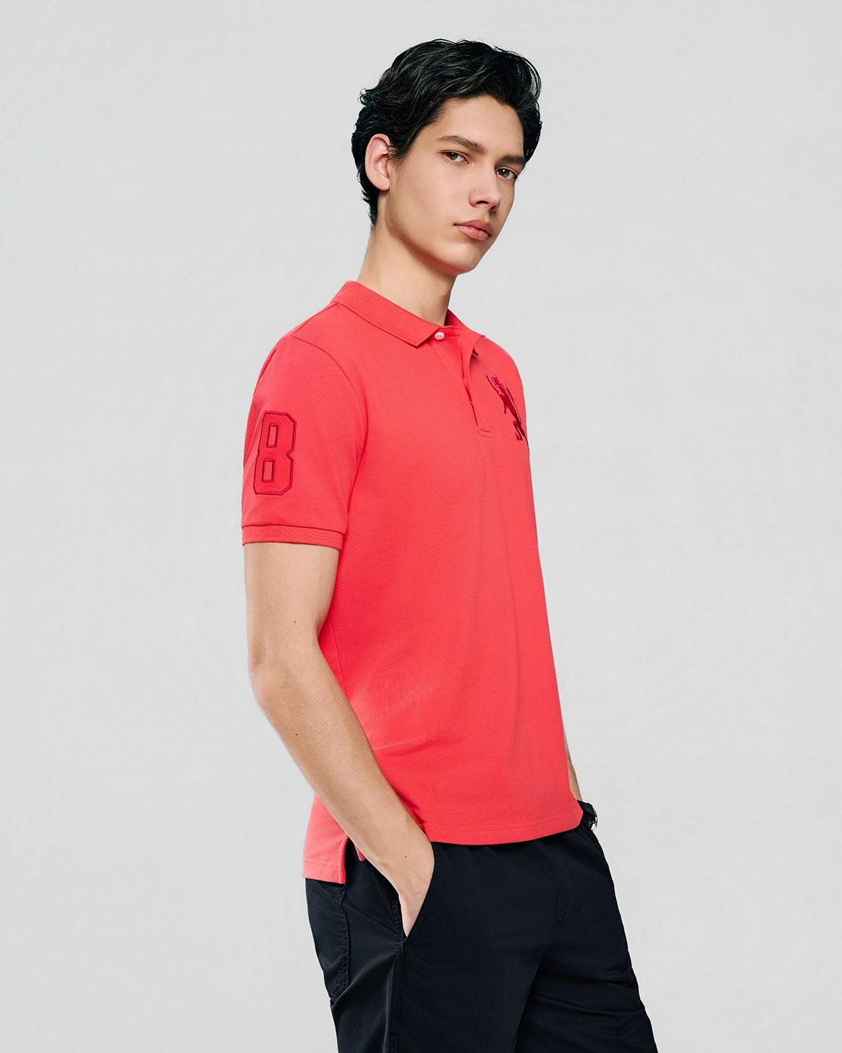 Men's Slim Fit 3D Lion Embroidery Lycra Pique Polo - Image 4