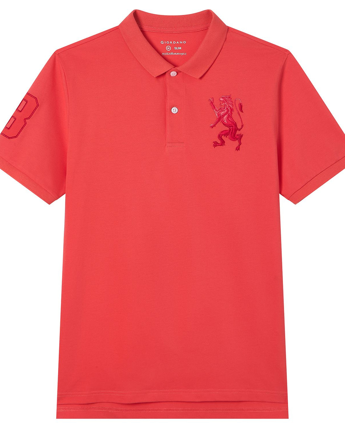 Men's Slim Fit 3D Lion Embroidery Lycra Pique Polo - Image 6