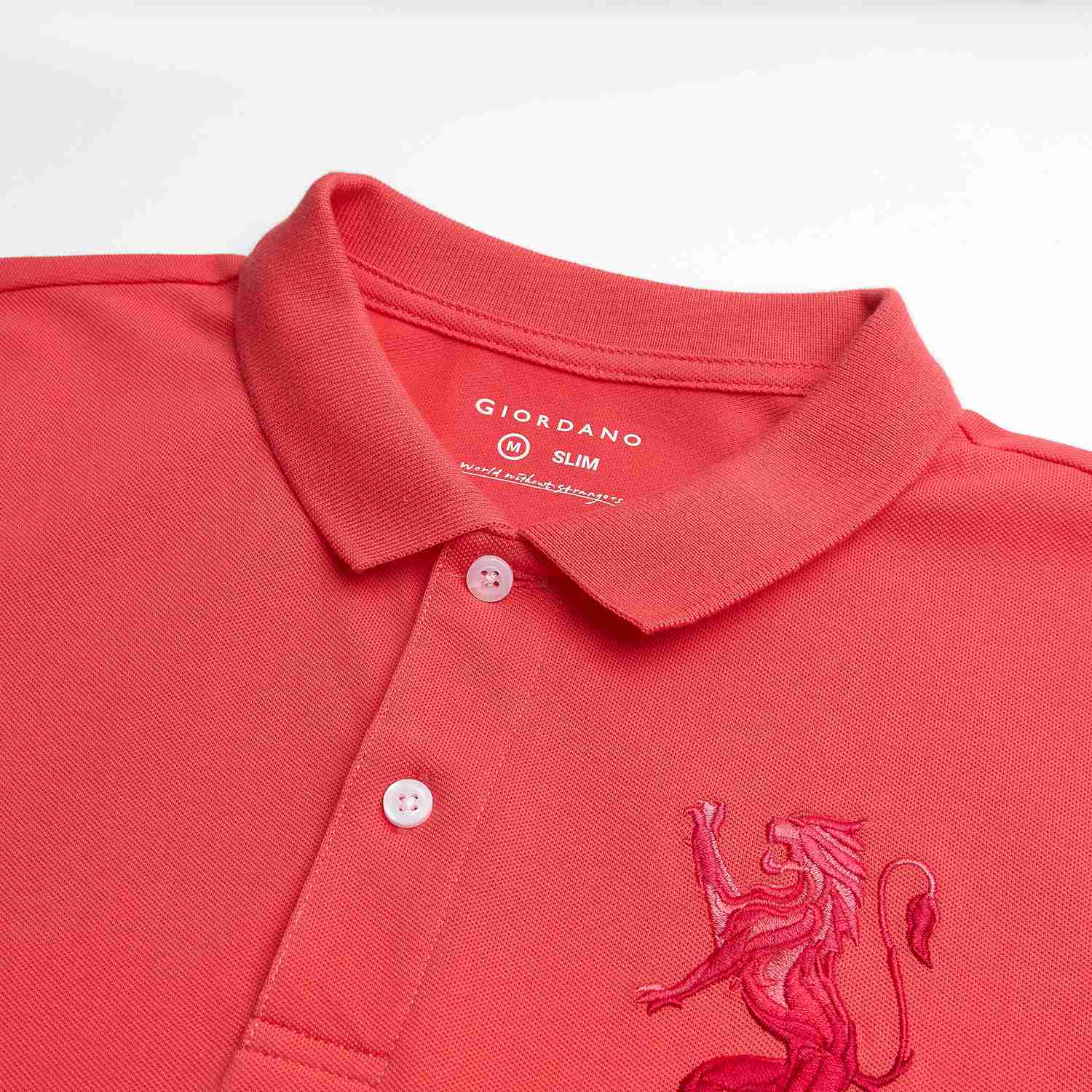 Men's Slim Fit 3D Lion Embroidery Lycra Pique Polo - Image 8