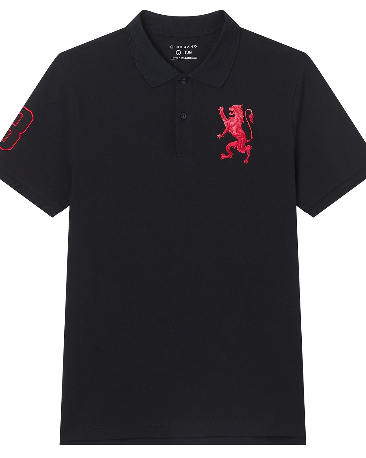 Men's Slim Fit 3D Lion Embroidery Lycra Pique Polo - Image 6