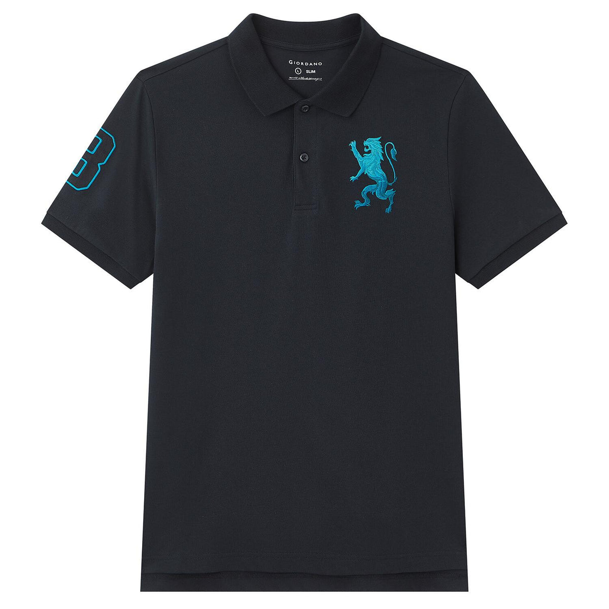 Men's Slim Fit 3D Lion Embroidery Lycra Pique Polo - Image 6