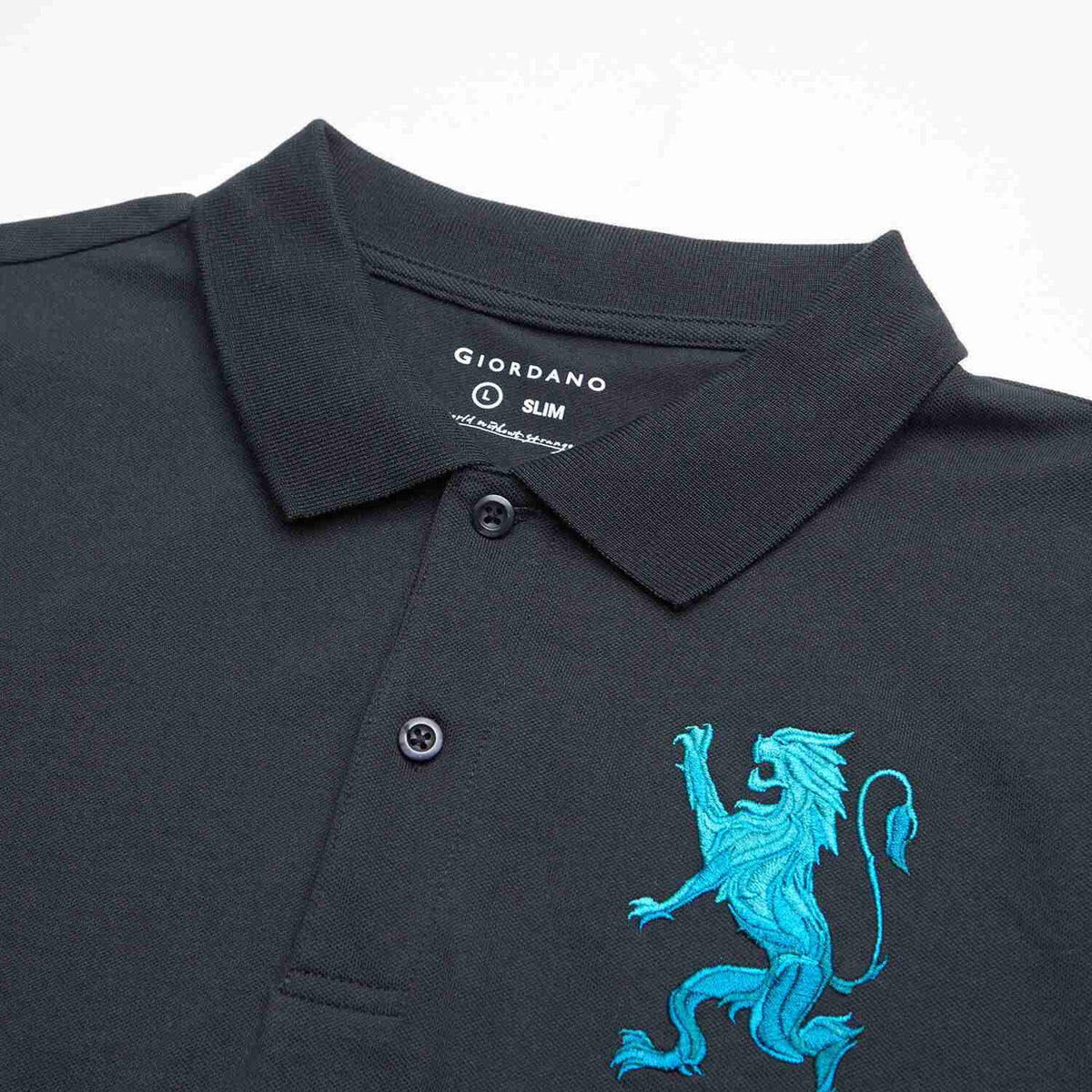 Men's Slim Fit 3D Lion Embroidery Lycra Pique Polo - Image 8