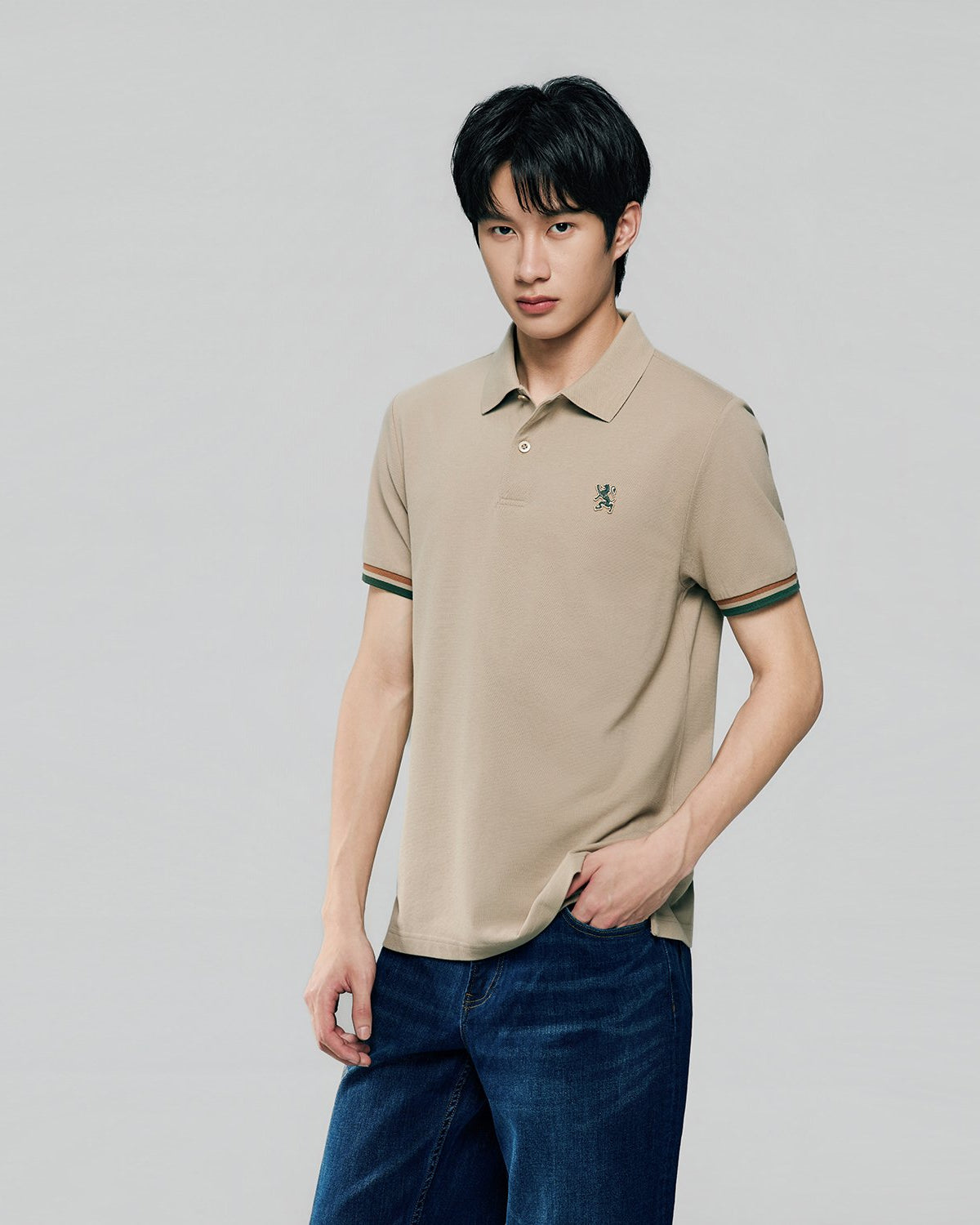 Men's Slim Fit Embroidery Solid Polo - Image 3