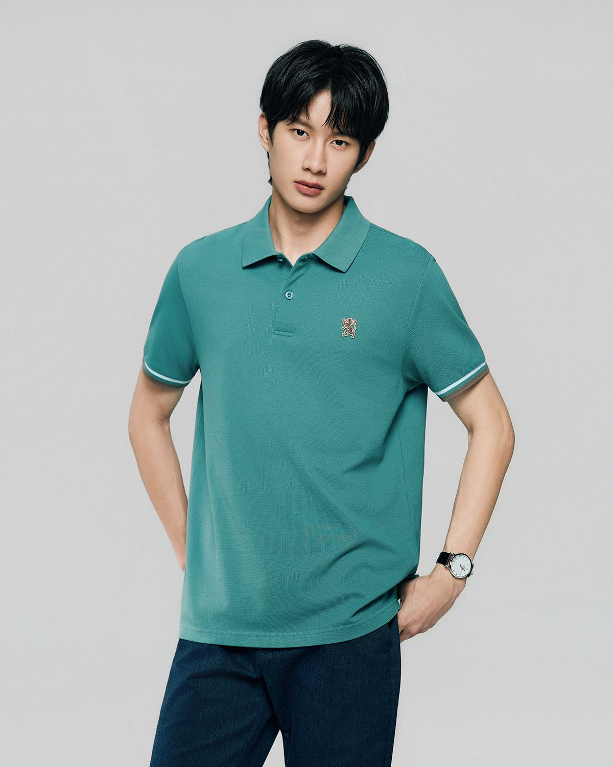Men's Slim Fit Embroidery Solid Polo - Image 4