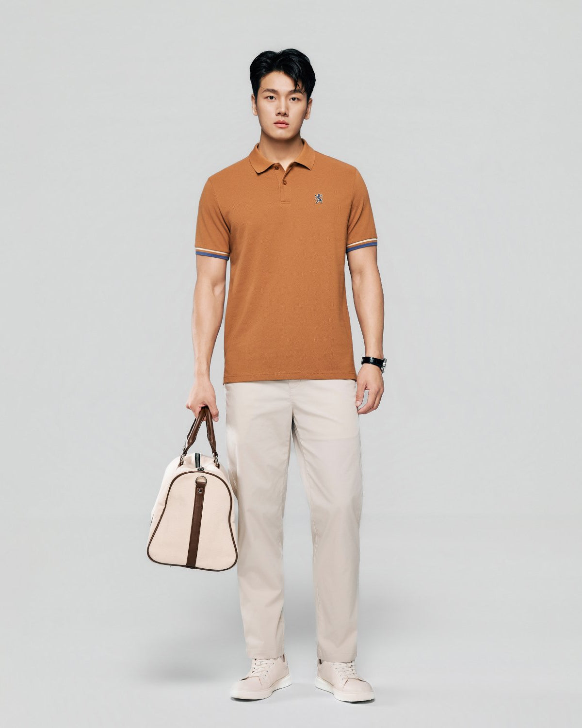 Men's Slim Fit Embroidery Solid Polo - Image 1