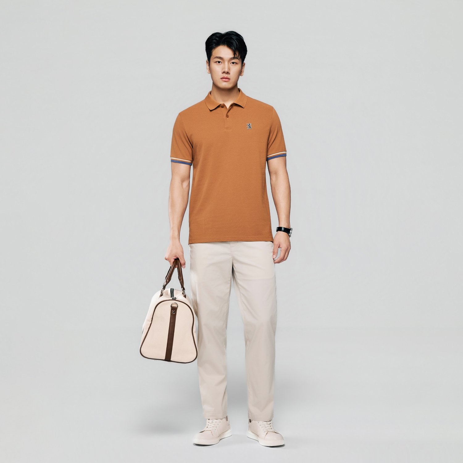 Men's Slim Fit Embroidery Solid Polo - Image 1