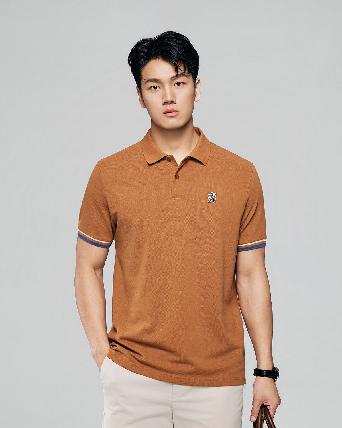 Men's Slim Fit Embroidery Solid Polo - Image 2