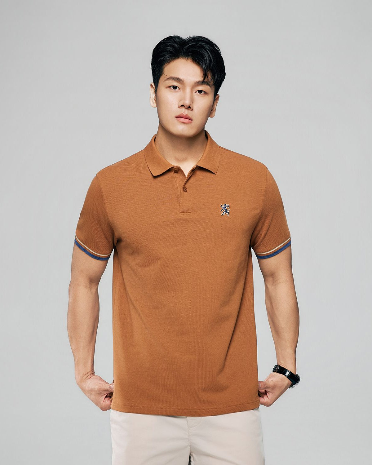 Men's Slim Fit Embroidery Solid Polo - Image 3