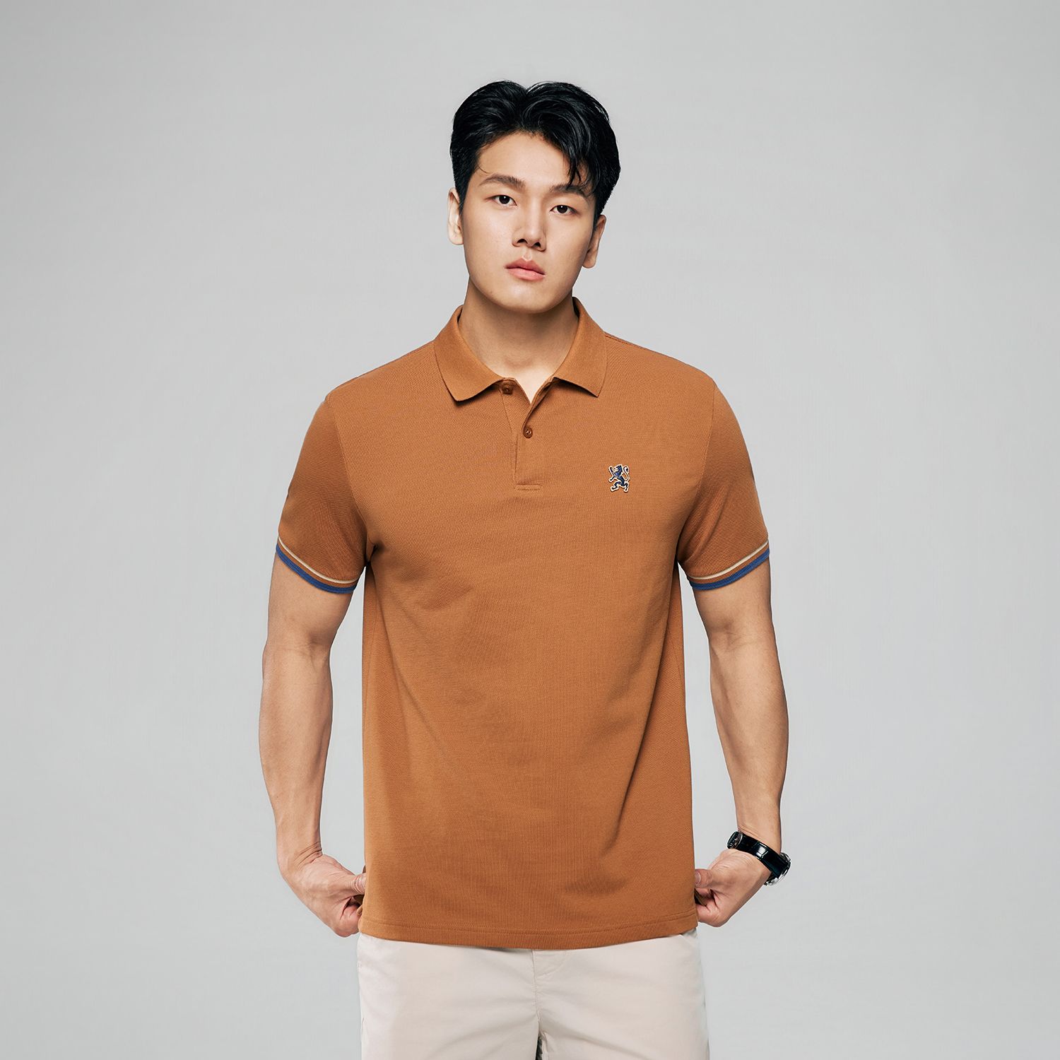 Men's Slim Fit Embroidery Solid Polo - Image 3