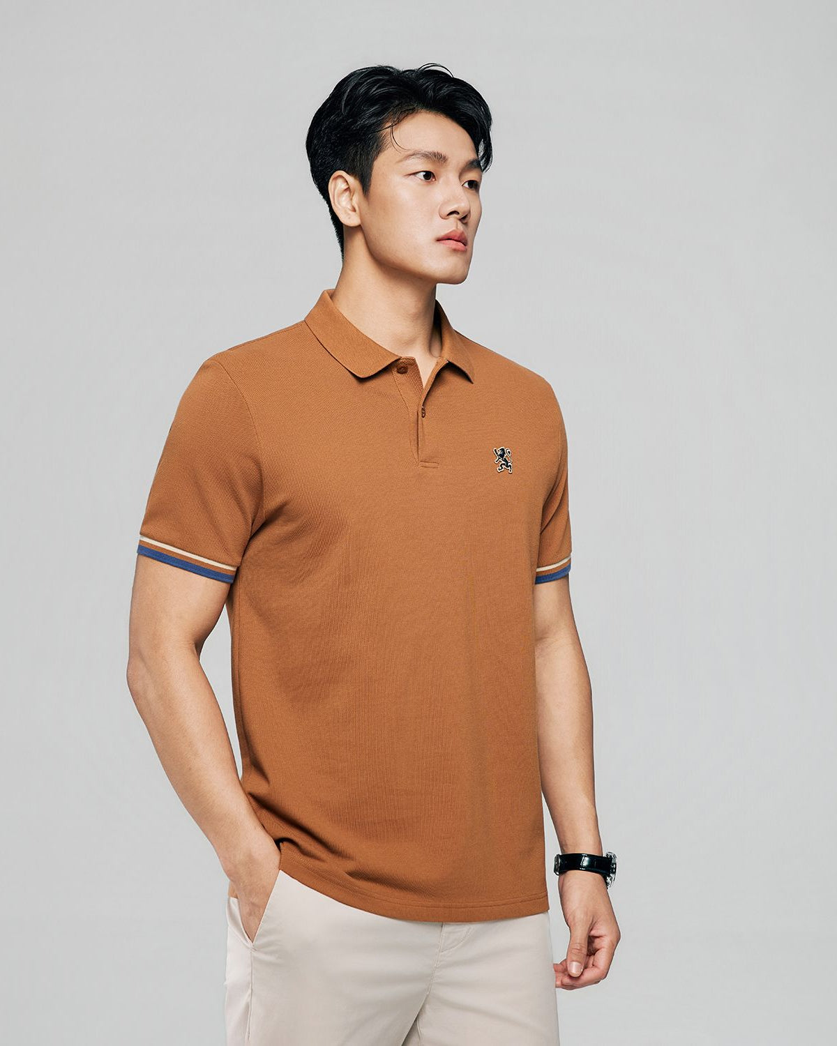 Men's Slim Fit Embroidery Solid Polo - Image 4