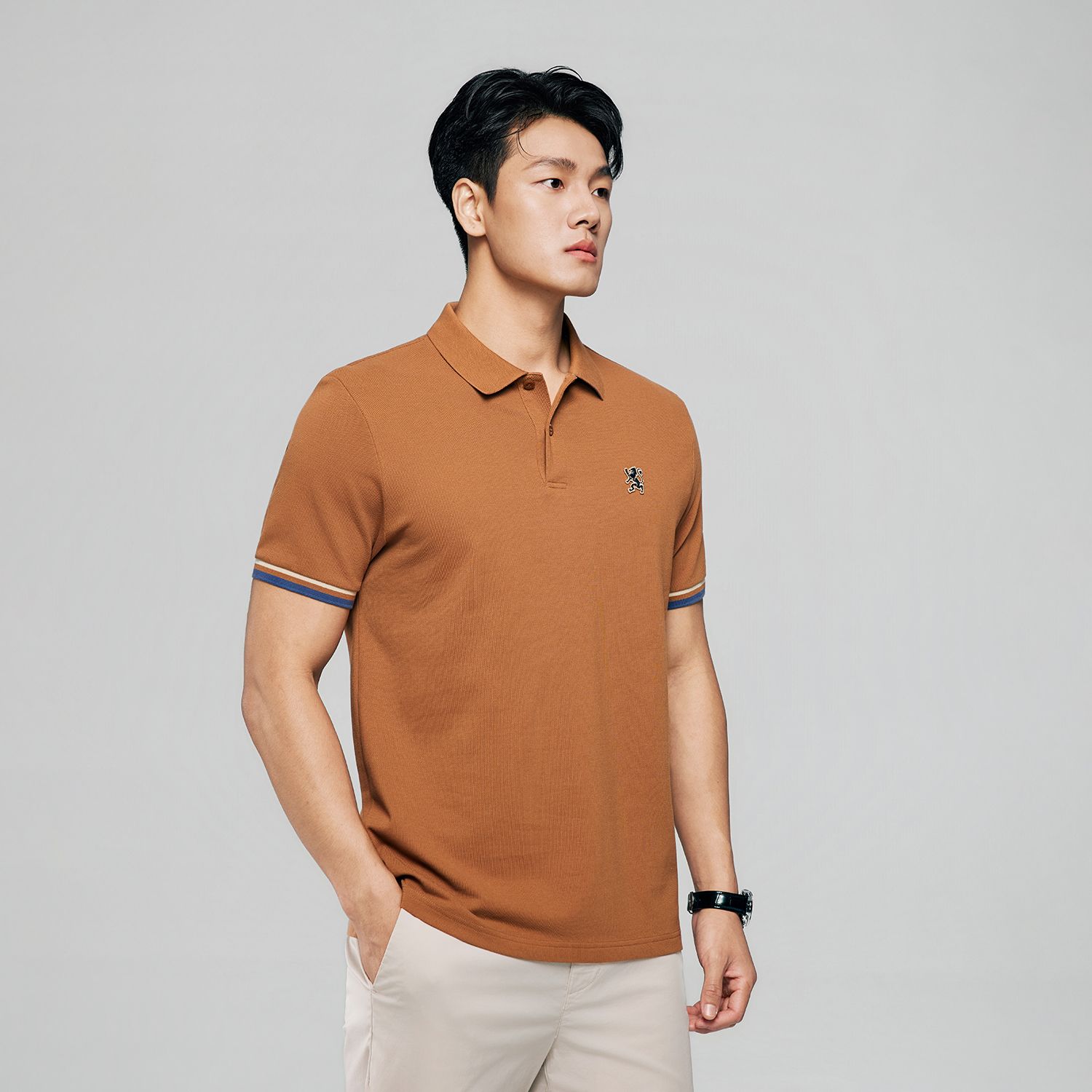 Men's Slim Fit Embroidery Solid Polo - Image 4
