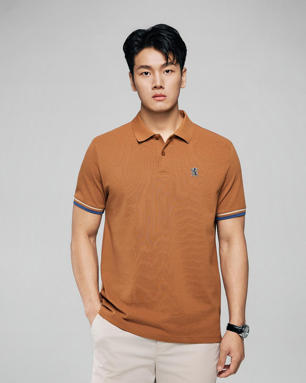 Men's Slim Fit Embroidery Solid Polo - Image 5