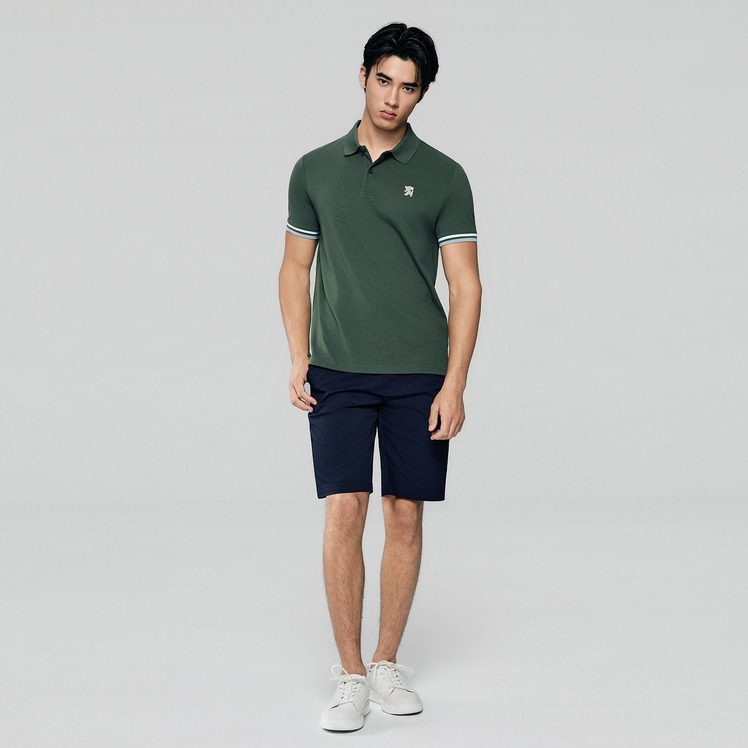 Men's Slim Fit Embroidery Solid Polo - Image 1