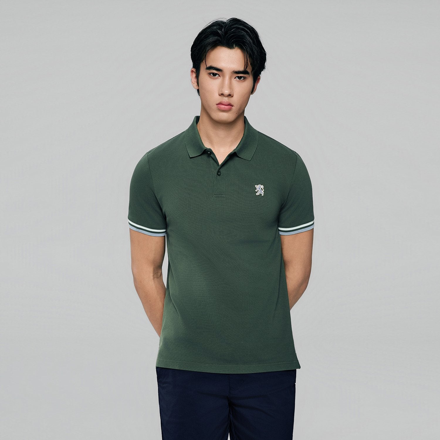 Men's Slim Fit Embroidery Solid Polo - Image 2