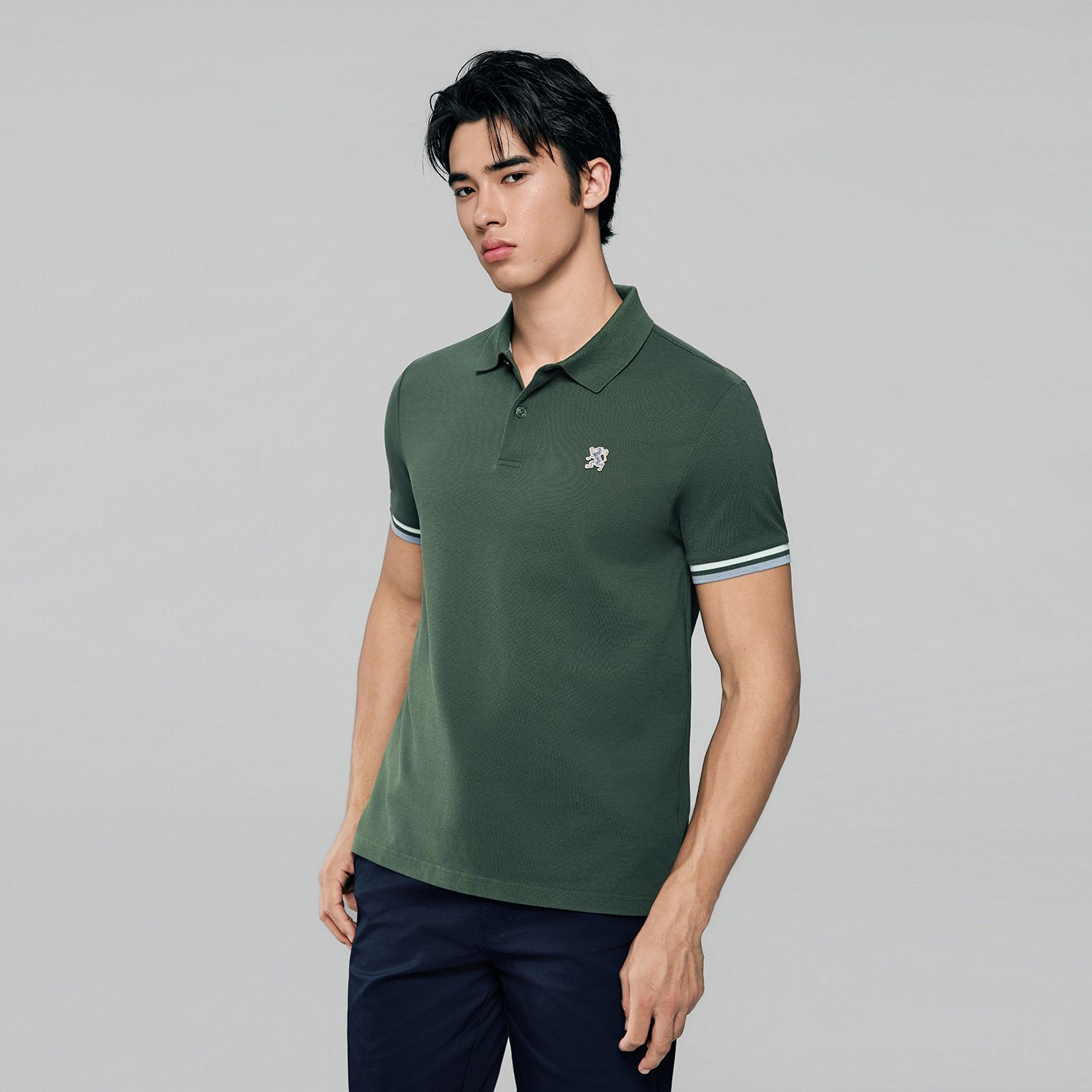 Men's Slim Fit Embroidery Solid Polo - Image 4