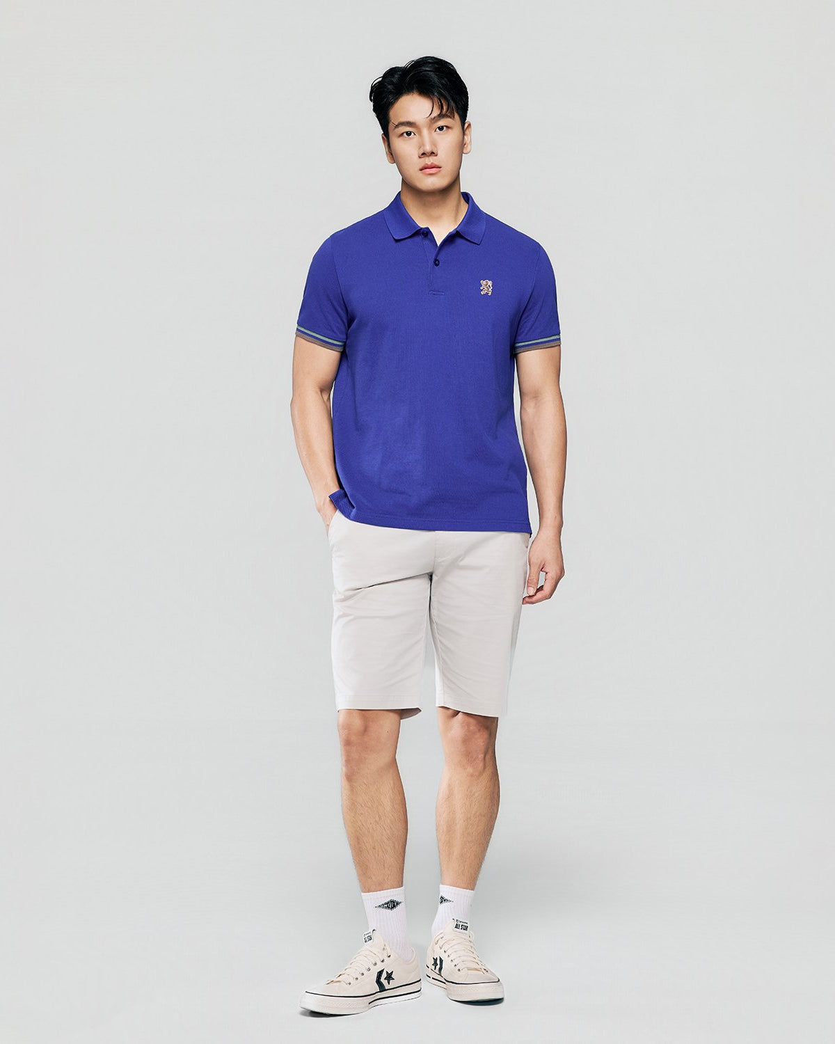 Men's Slim Fit Embroidery Solid Polo - Image 1