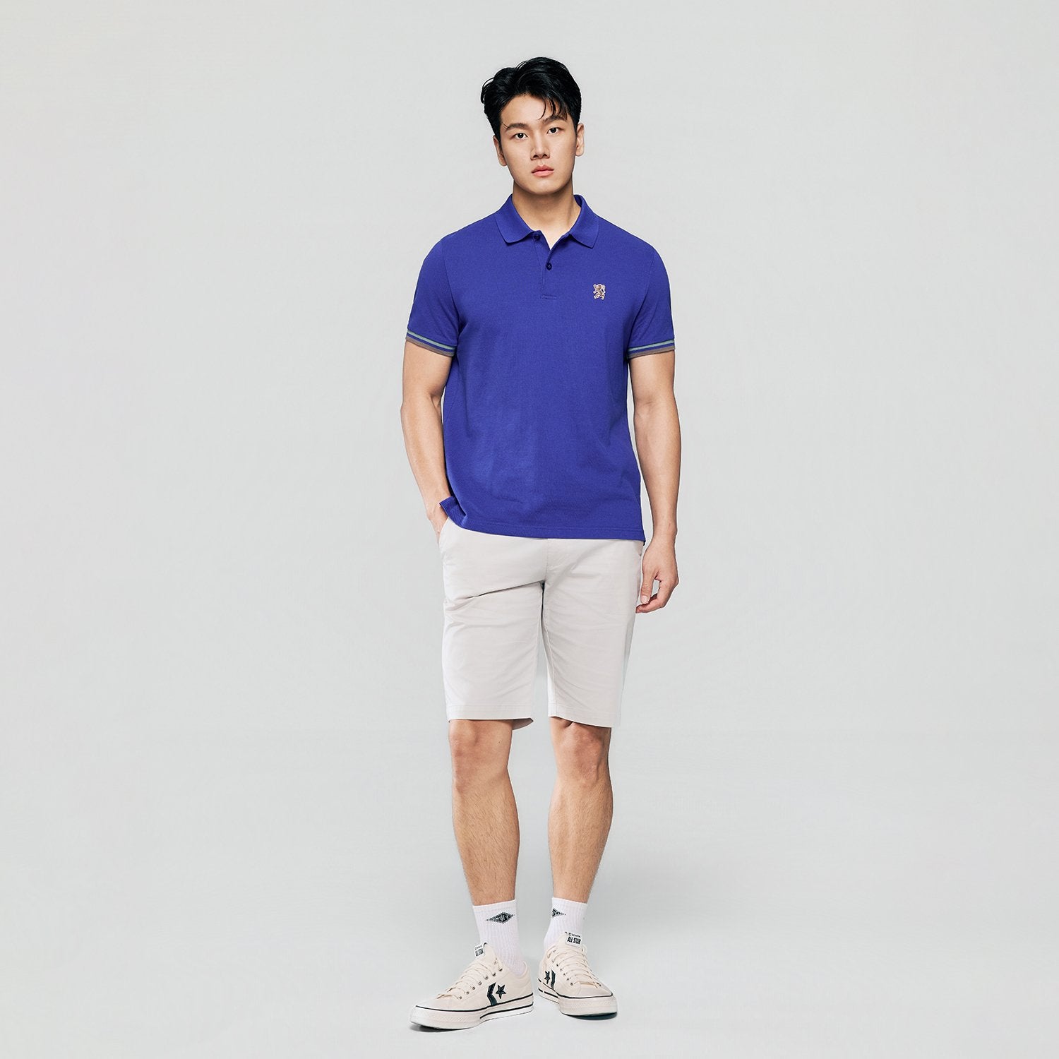 Men's Slim Fit Embroidery Solid Polo - Image 1
