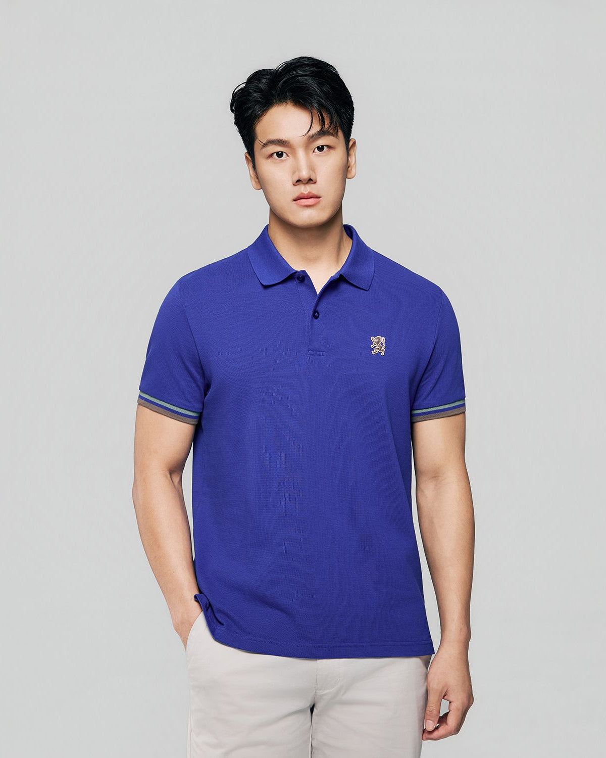 Men's Slim Fit Embroidery Solid Polo - Image 2