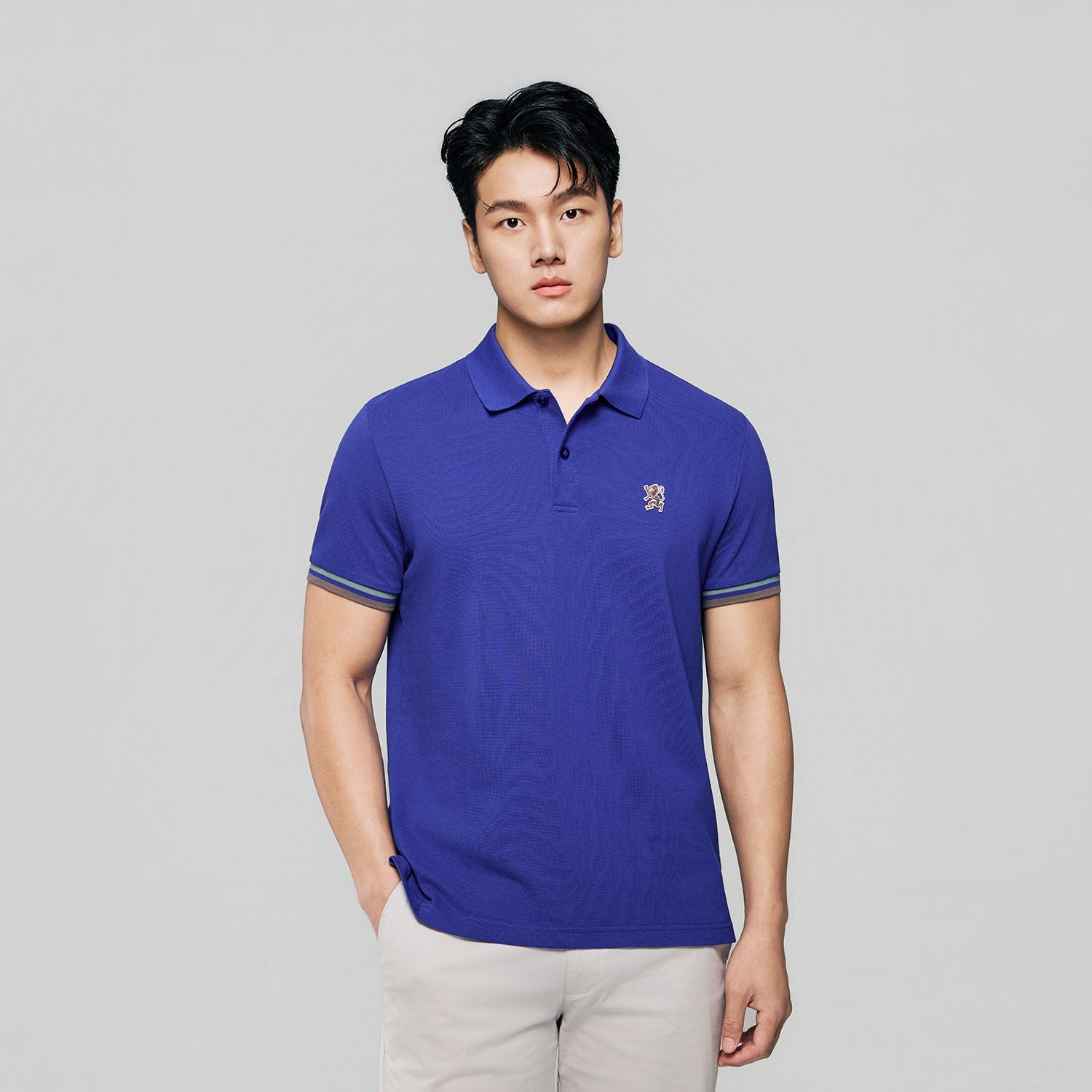 Men's Slim Fit Embroidery Solid Polo - Image 2