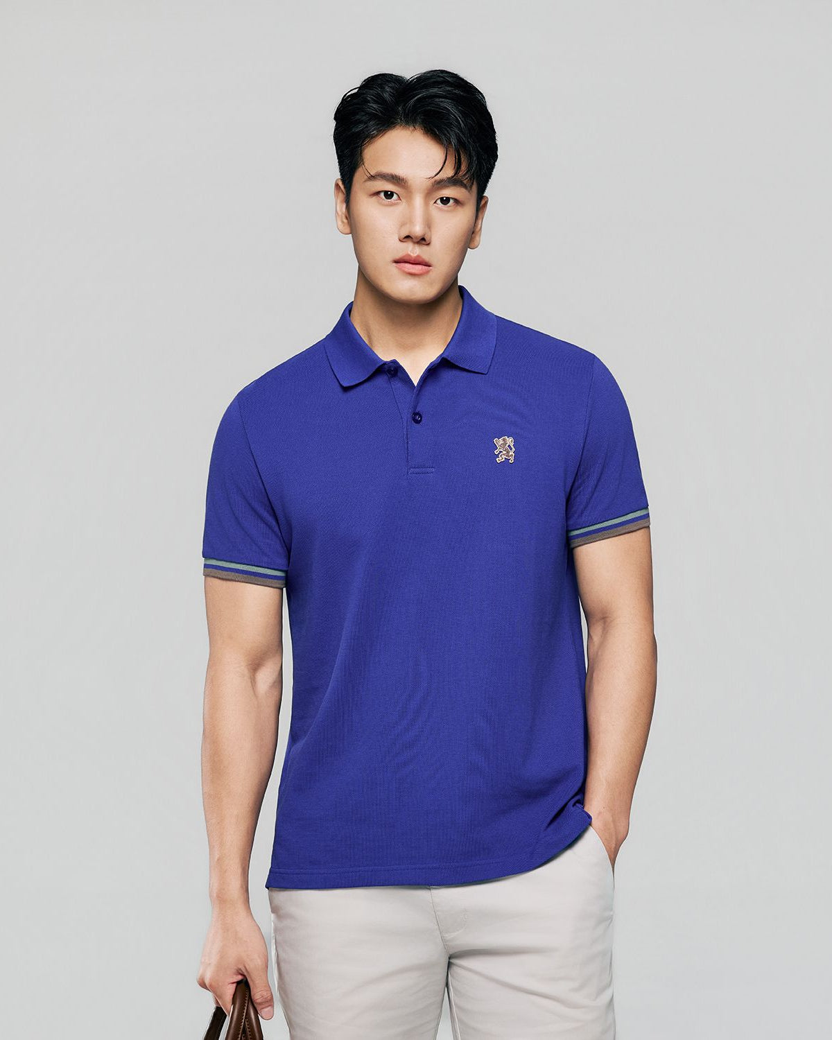 Men's Slim Fit Embroidery Solid Polo - Image 3
