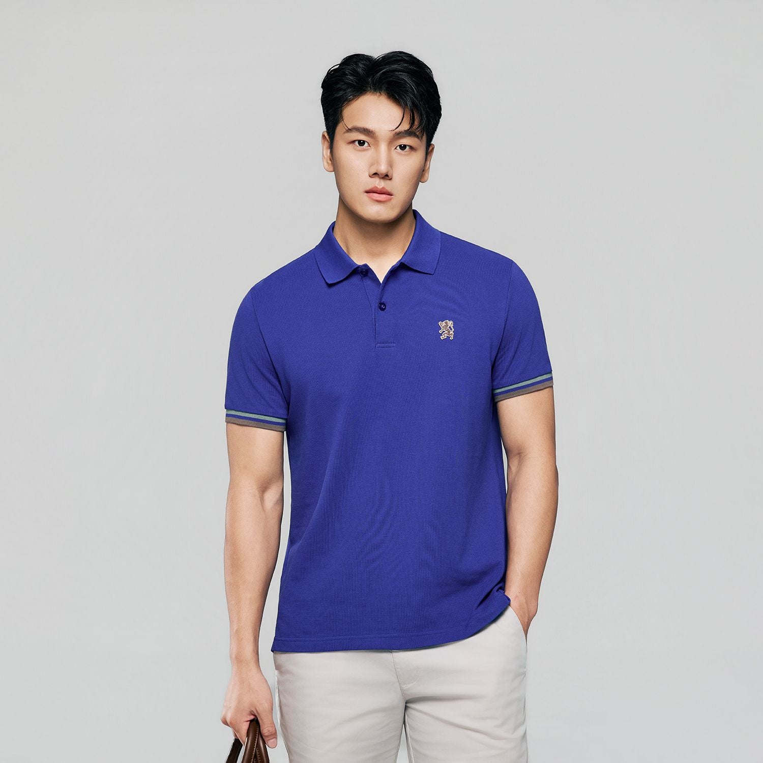 Men's Slim Fit Embroidery Solid Polo - Image 3