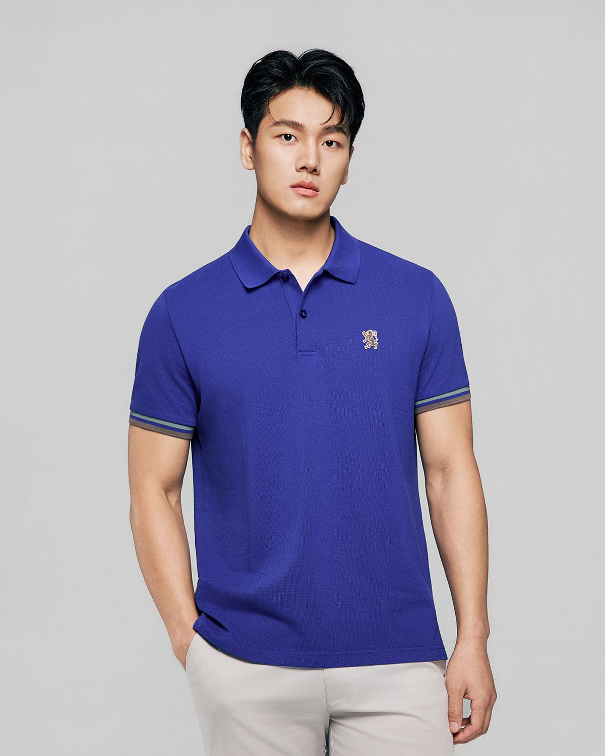 Men's Slim Fit Embroidery Solid Polo - Image 4