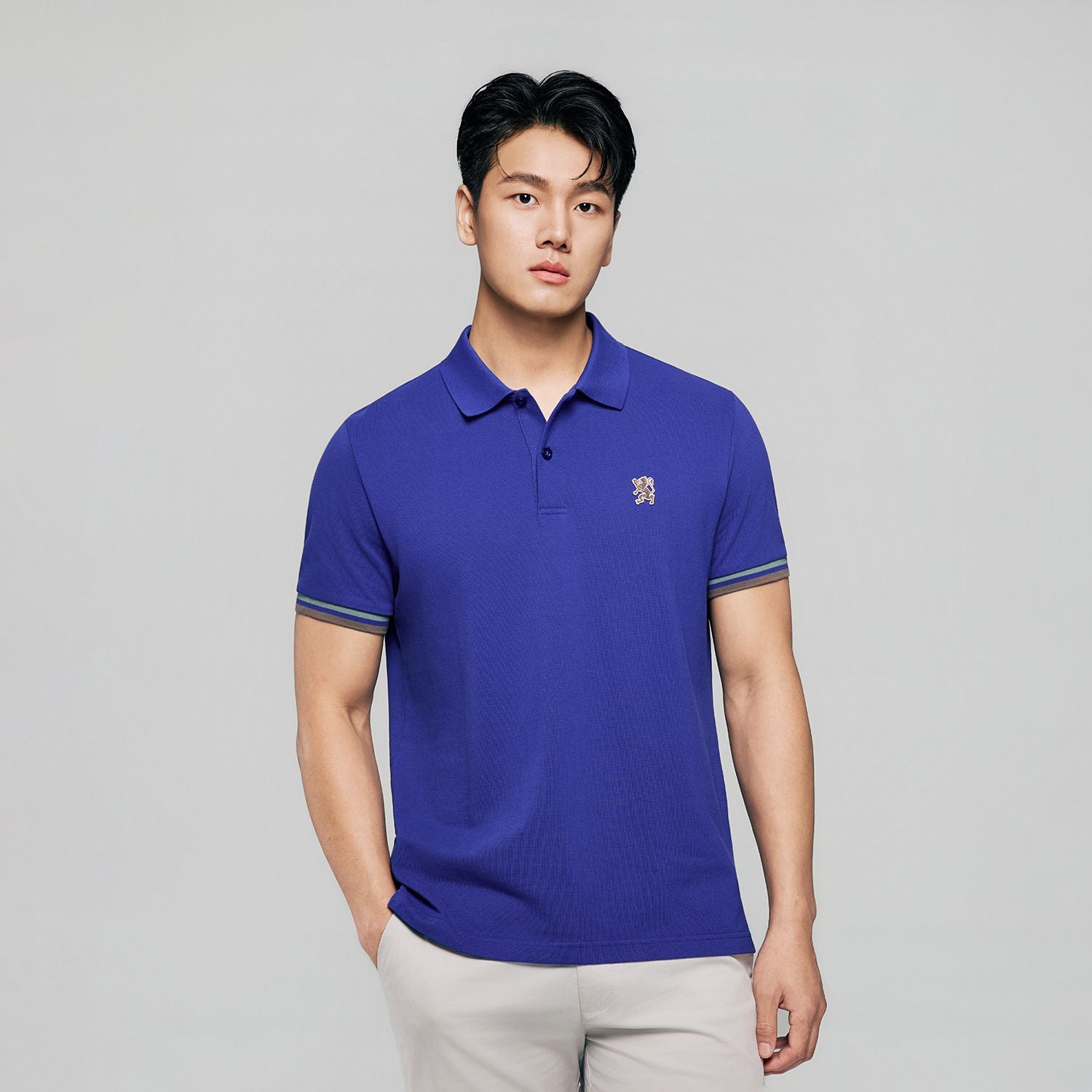 Men's Slim Fit Embroidery Solid Polo - Image 4