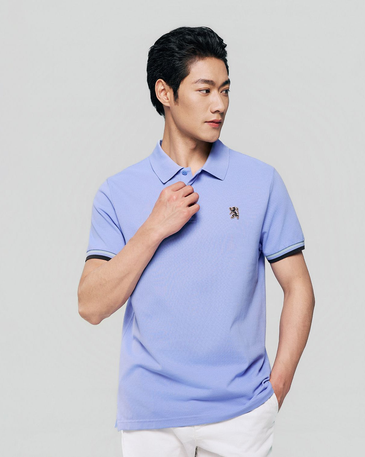 Men's Slim Fit Embroidery Solid Polo - Image 2