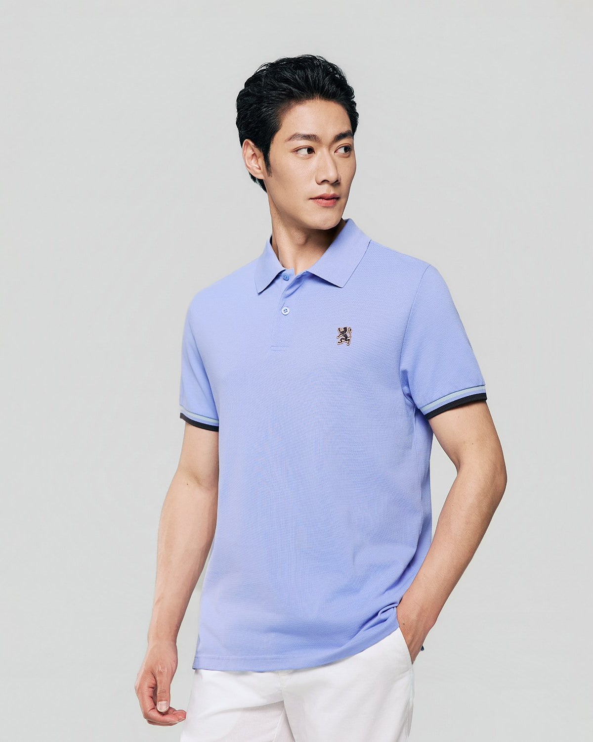Men's Slim Fit Embroidery Solid Polo - Image 3