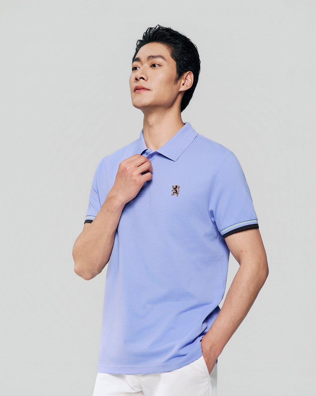 Men's Slim Fit Embroidery Solid Polo - Image 4
