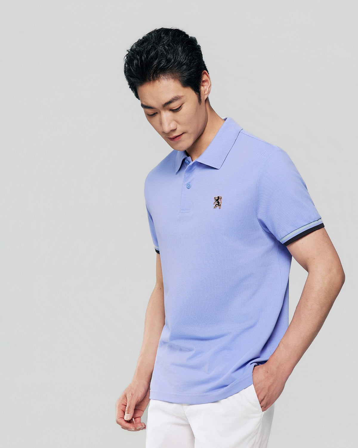 Men's Slim Fit Embroidery Solid Polo - Image 5