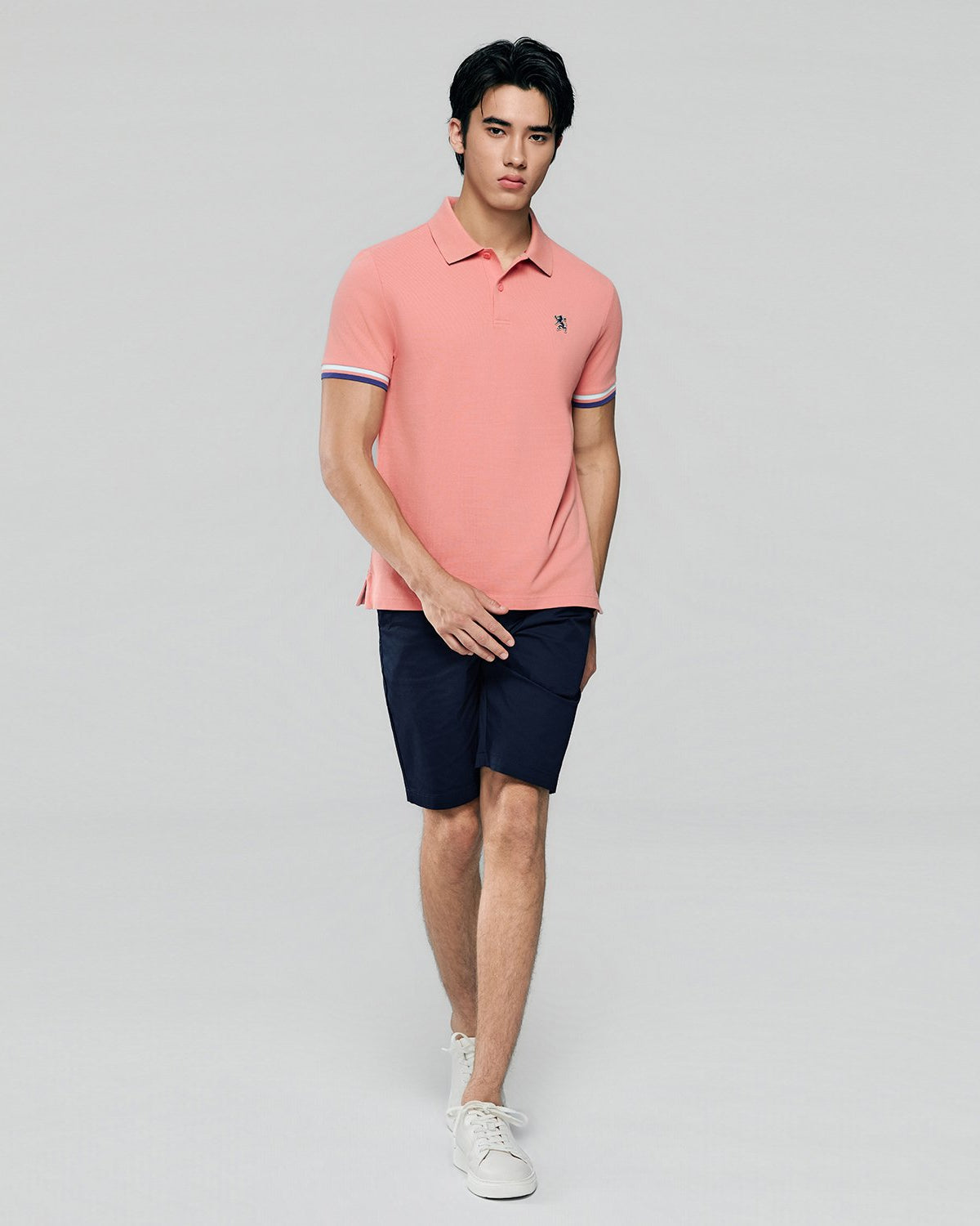 Men's Slim Fit Embroidery Solid Polo - Image 1