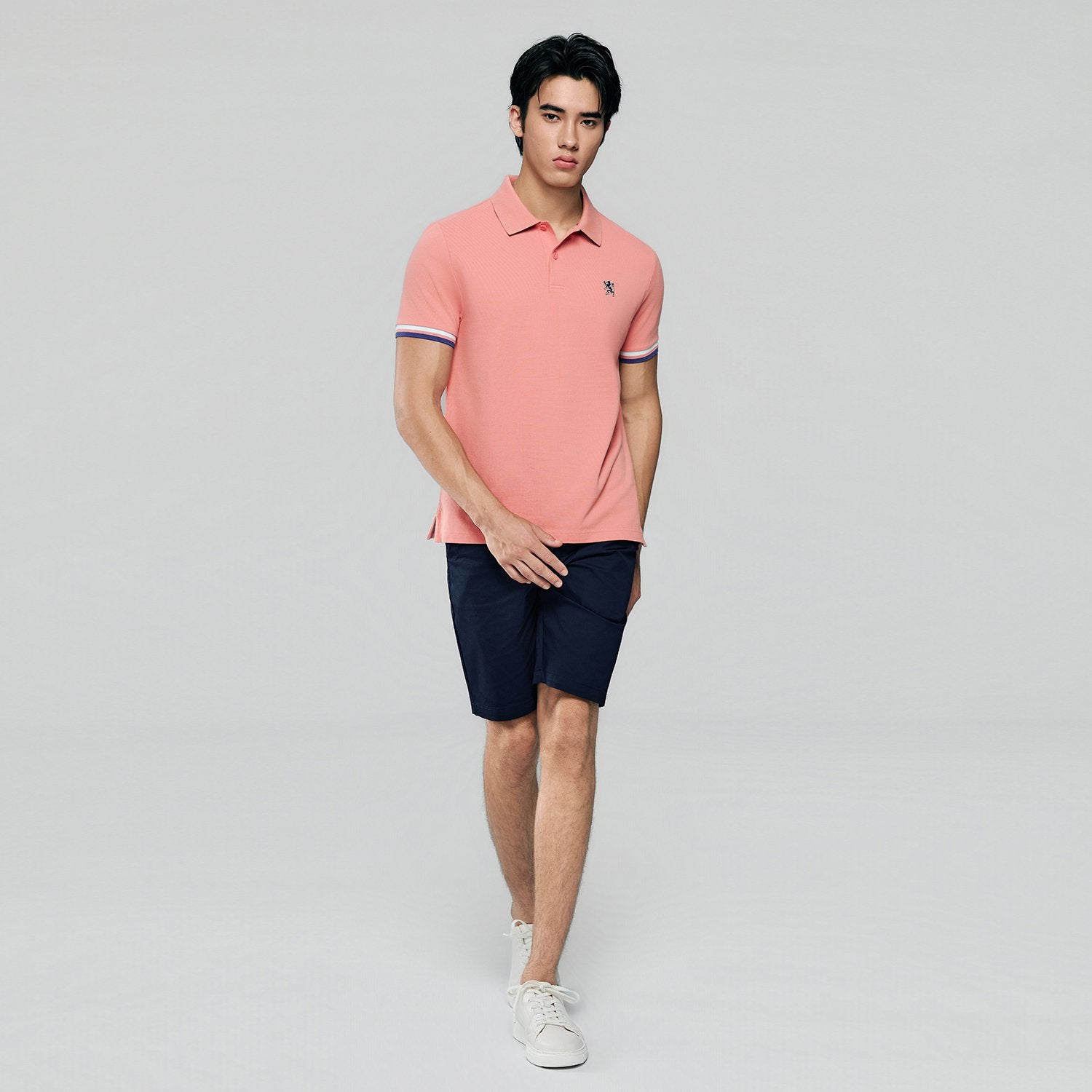 Men's Slim Fit Embroidery Solid Polo - Image 1