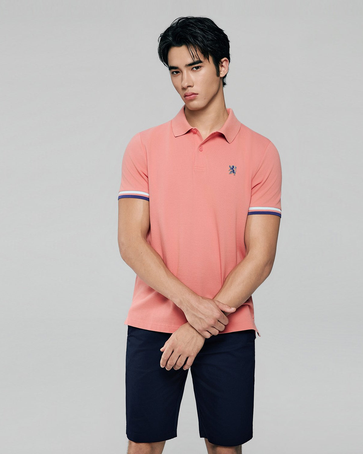 Men's Slim Fit Embroidery Solid Polo - Image 2