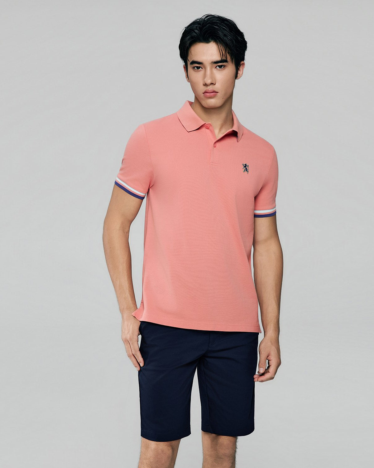 Men's Slim Fit Embroidery Solid Polo - Image 3