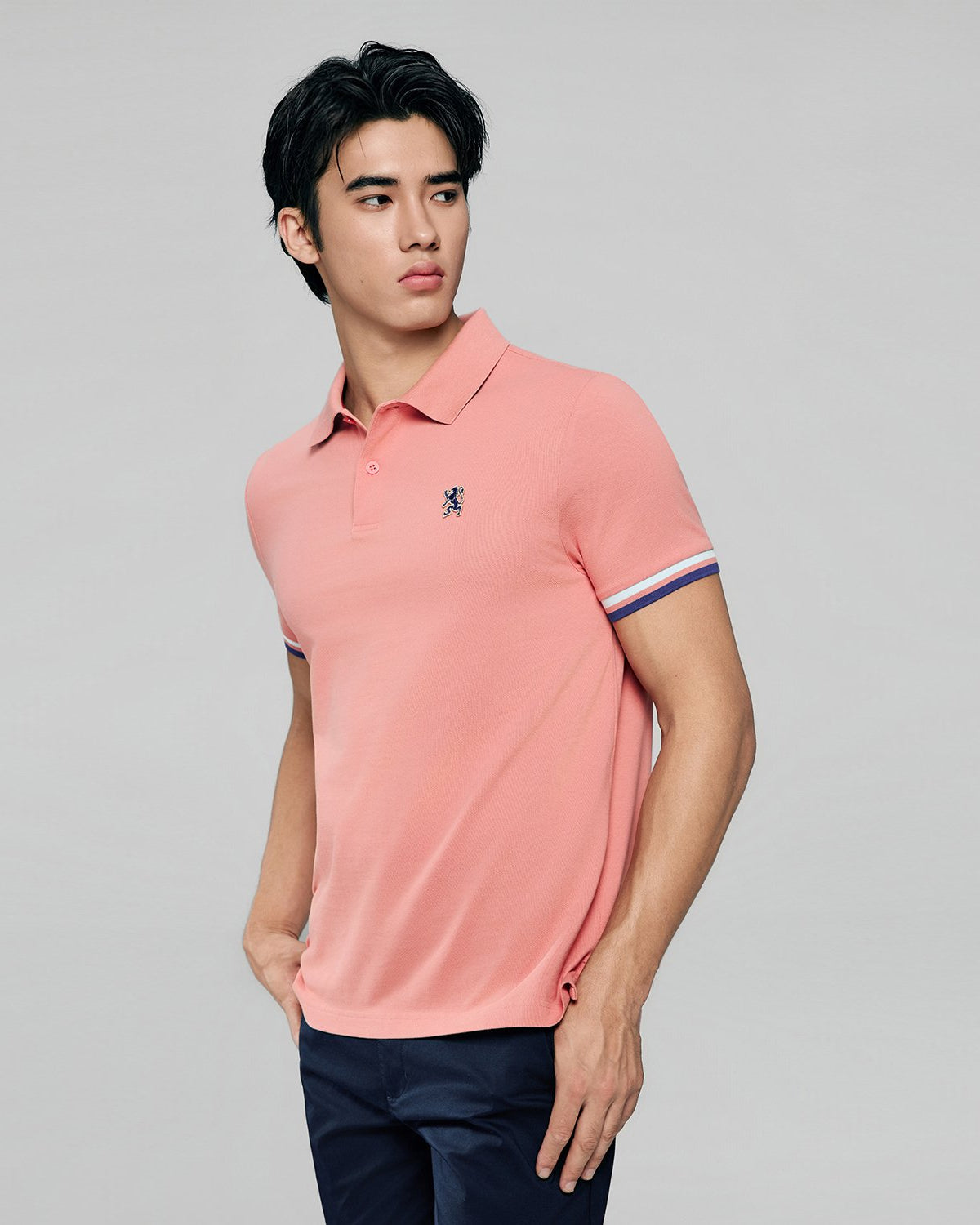 Men's Slim Fit Embroidery Solid Polo - Image 4