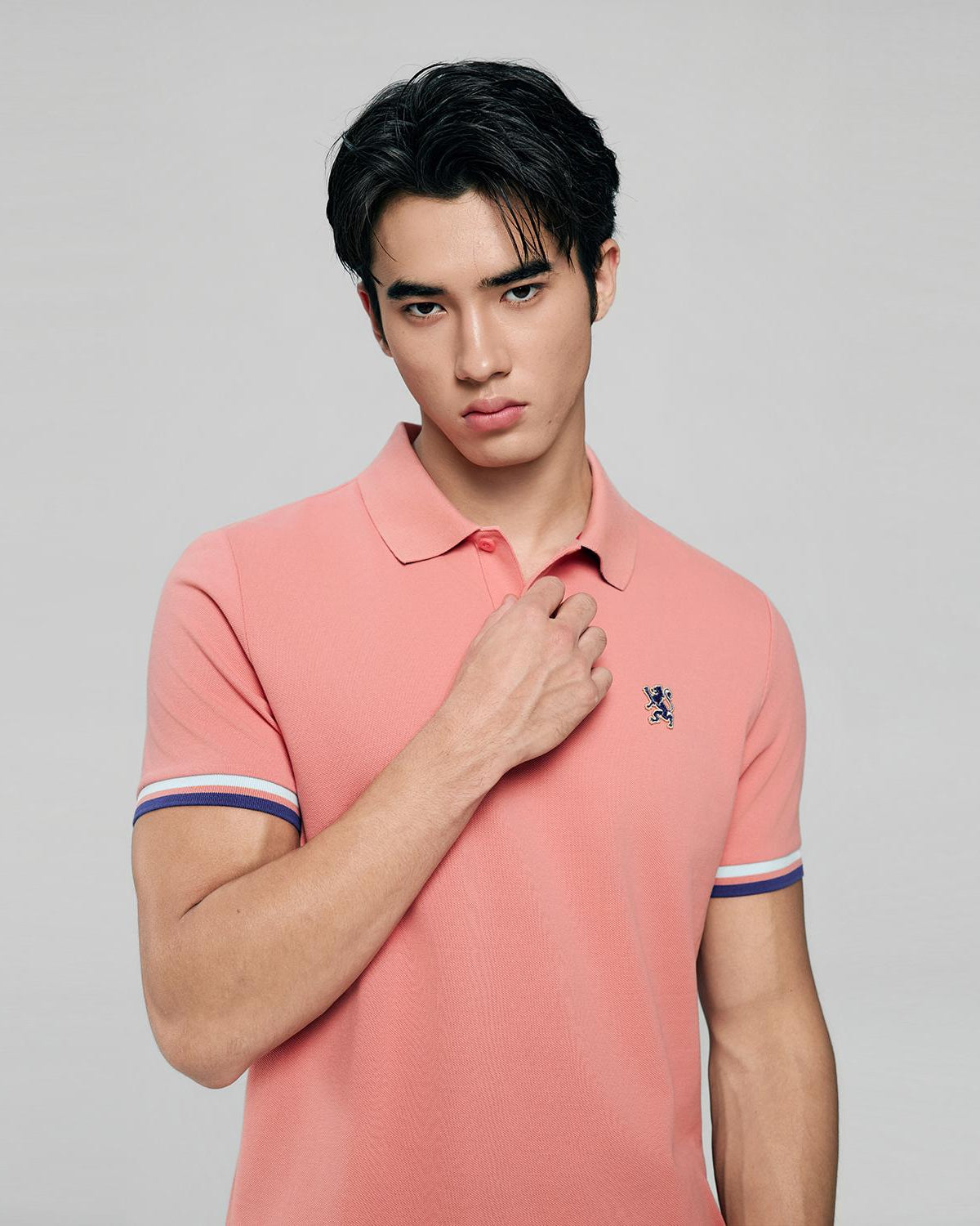 Men's Slim Fit Embroidery Solid Polo - Image 5