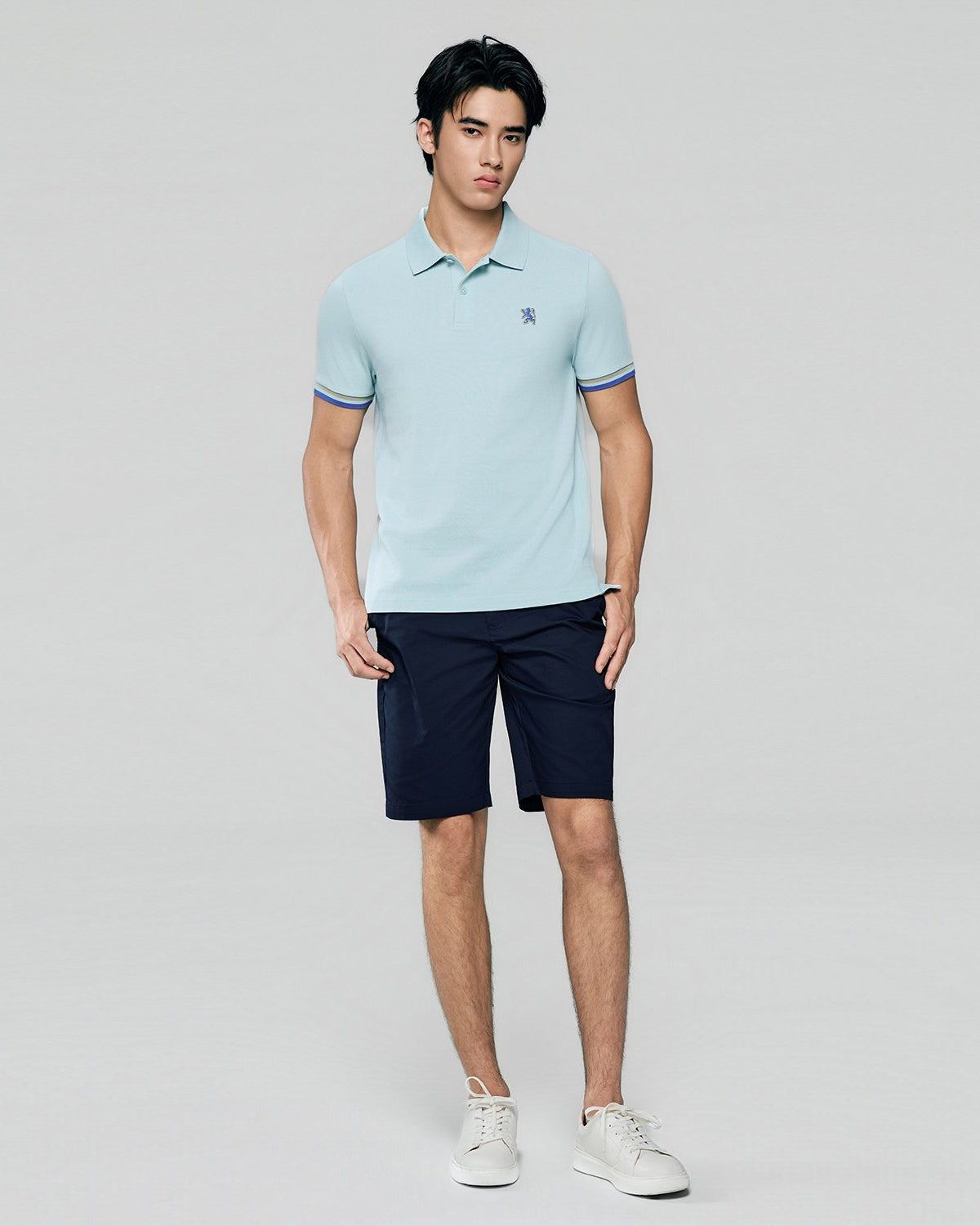 Men's Slim Fit Embroidery Solid Polo - Image 1