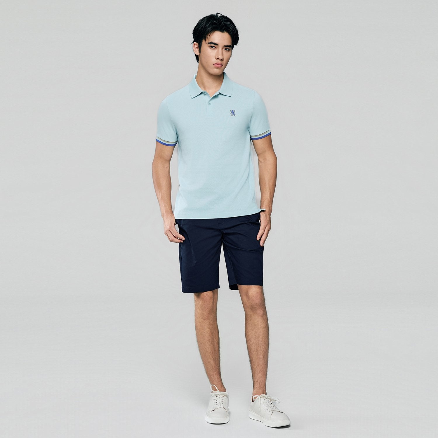 Men's Slim Fit Embroidery Solid Polo - Image 1