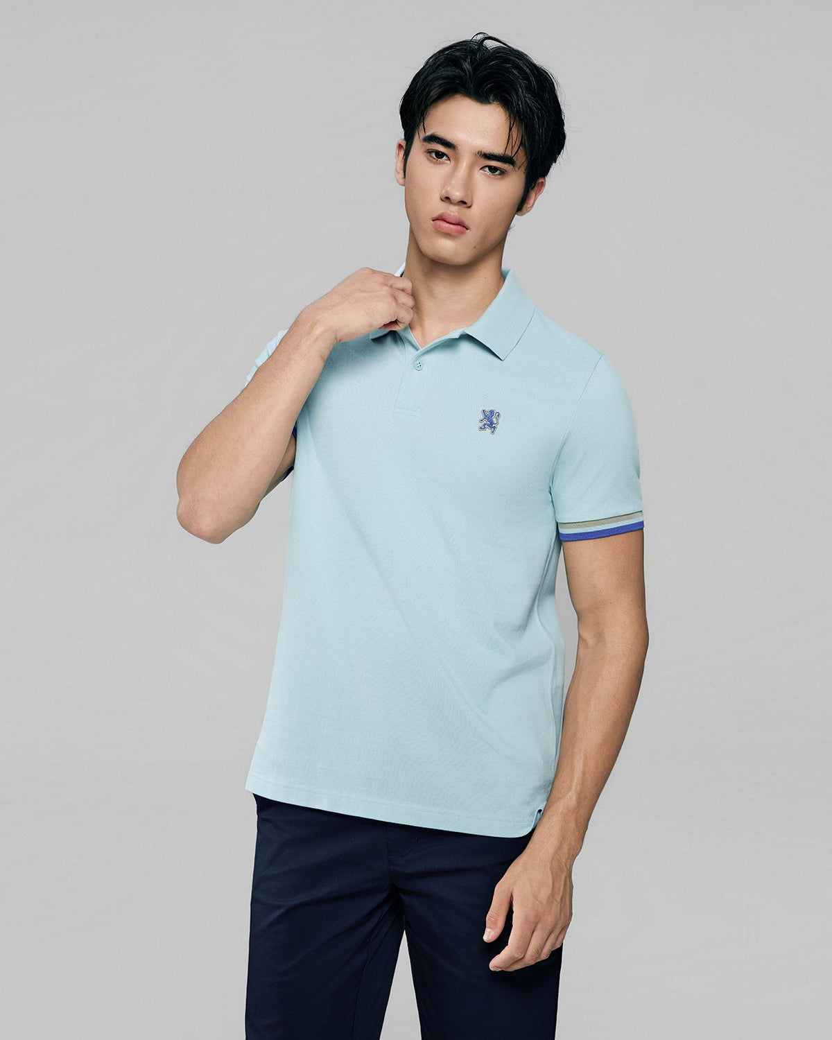 Men's Slim Fit Embroidery Solid Polo - Image 2
