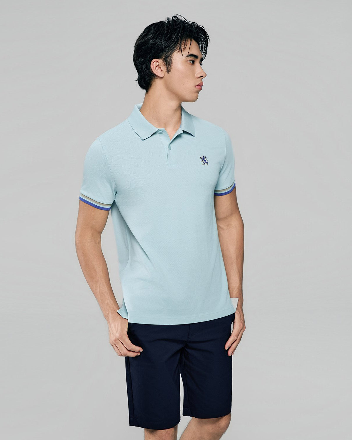 Men's Slim Fit Embroidery Solid Polo - Image 3