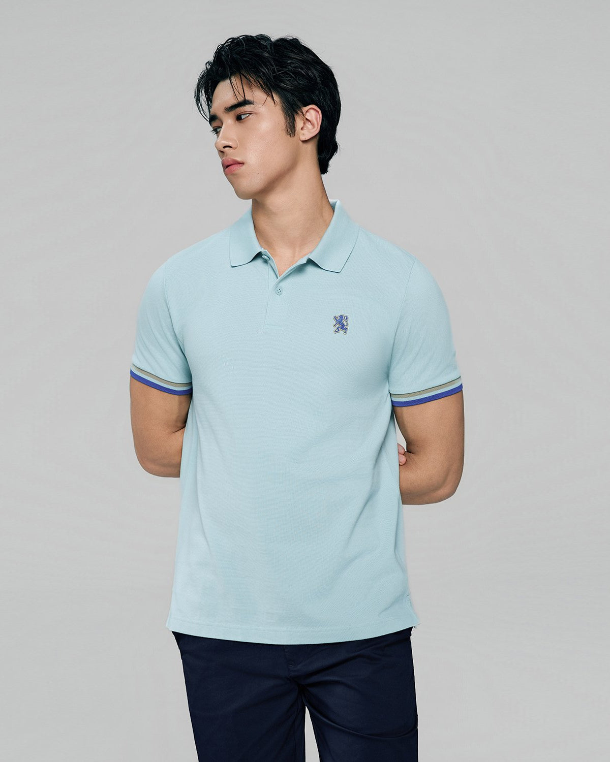 Men's Slim Fit Embroidery Solid Polo - Image 4