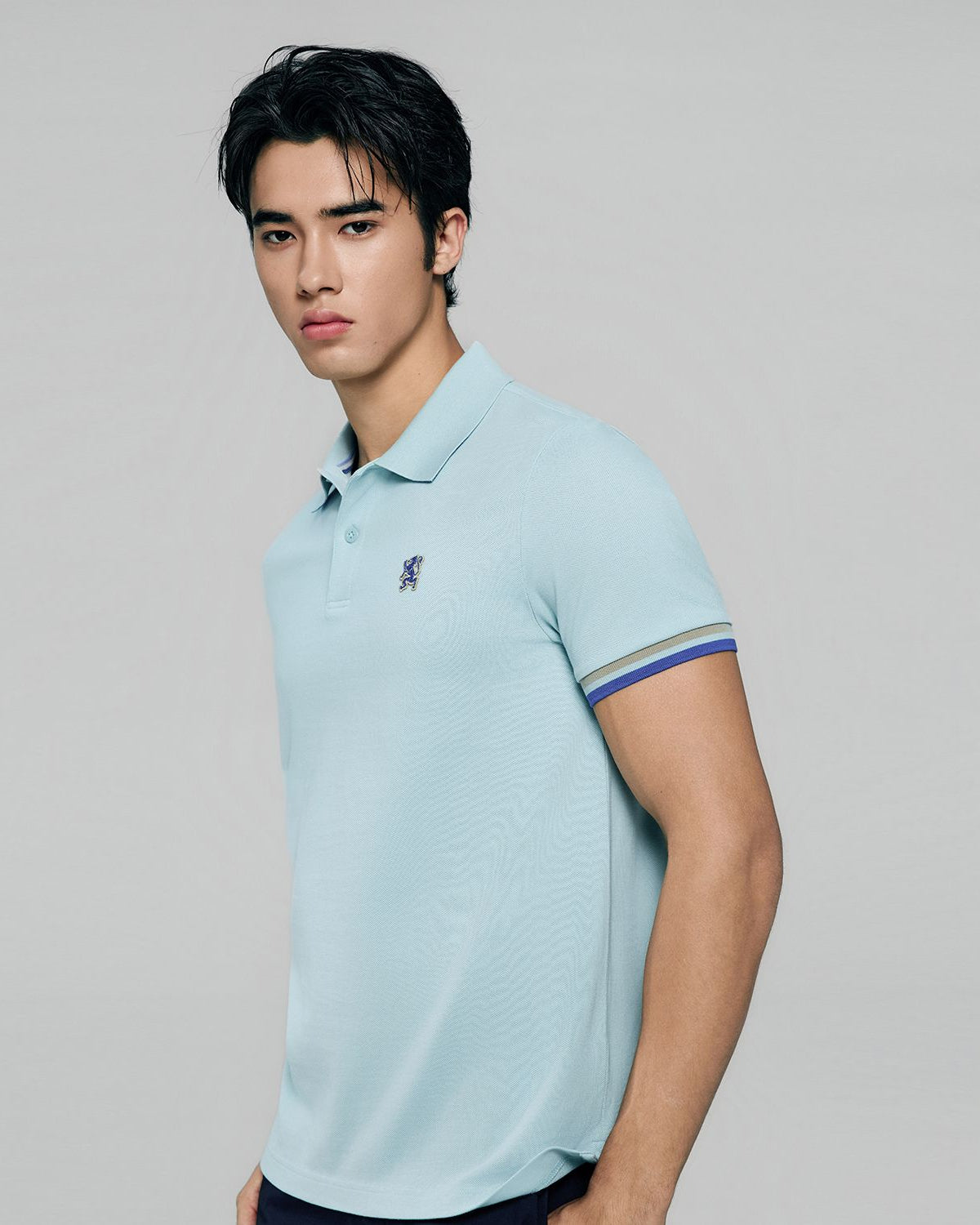 Men's Slim Fit Embroidery Solid Polo - Image 5