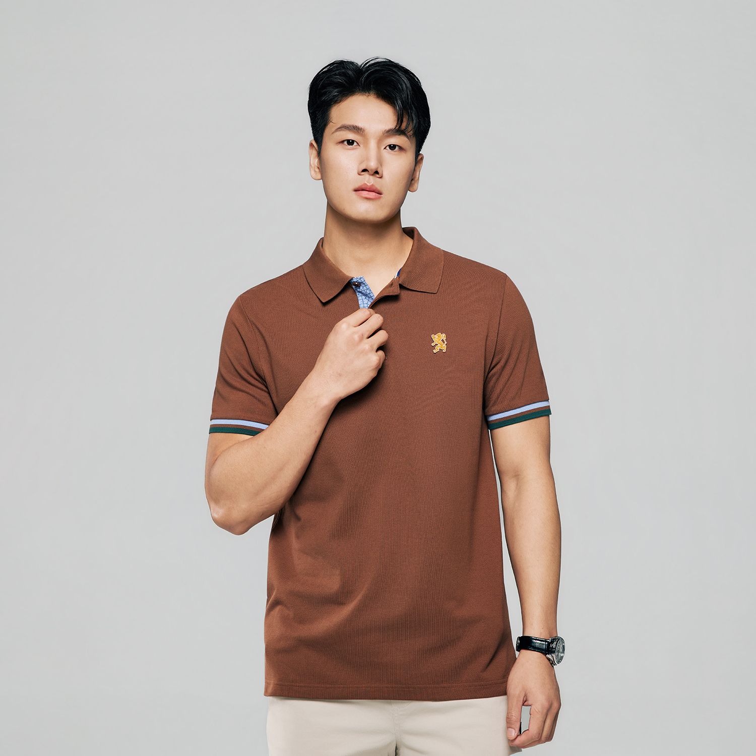 Men's Slim Fit Embroidered Solid Polo - Image 2