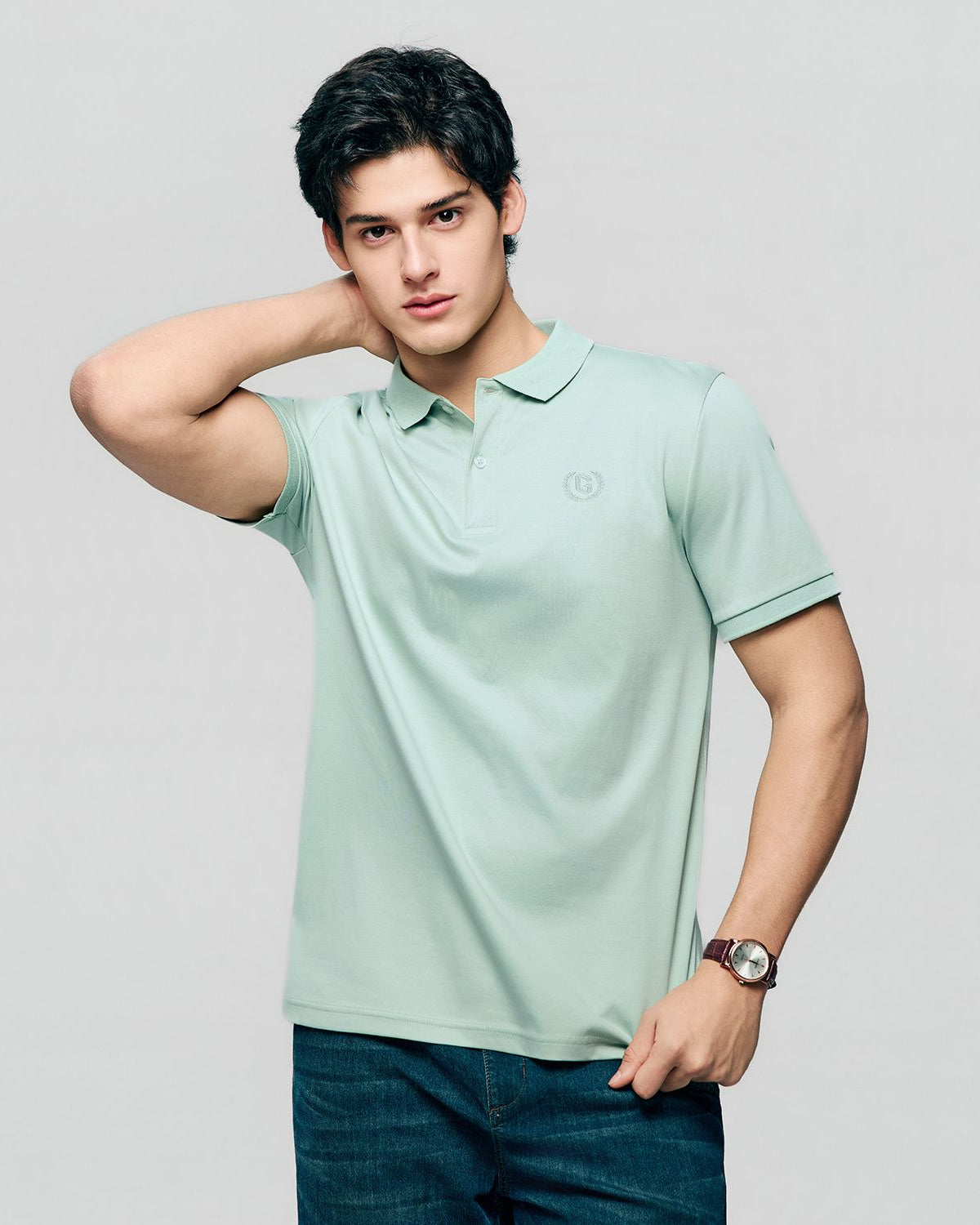 Men's Slim Fit Liquid Touch Cotton Interlock Polo - Image 3