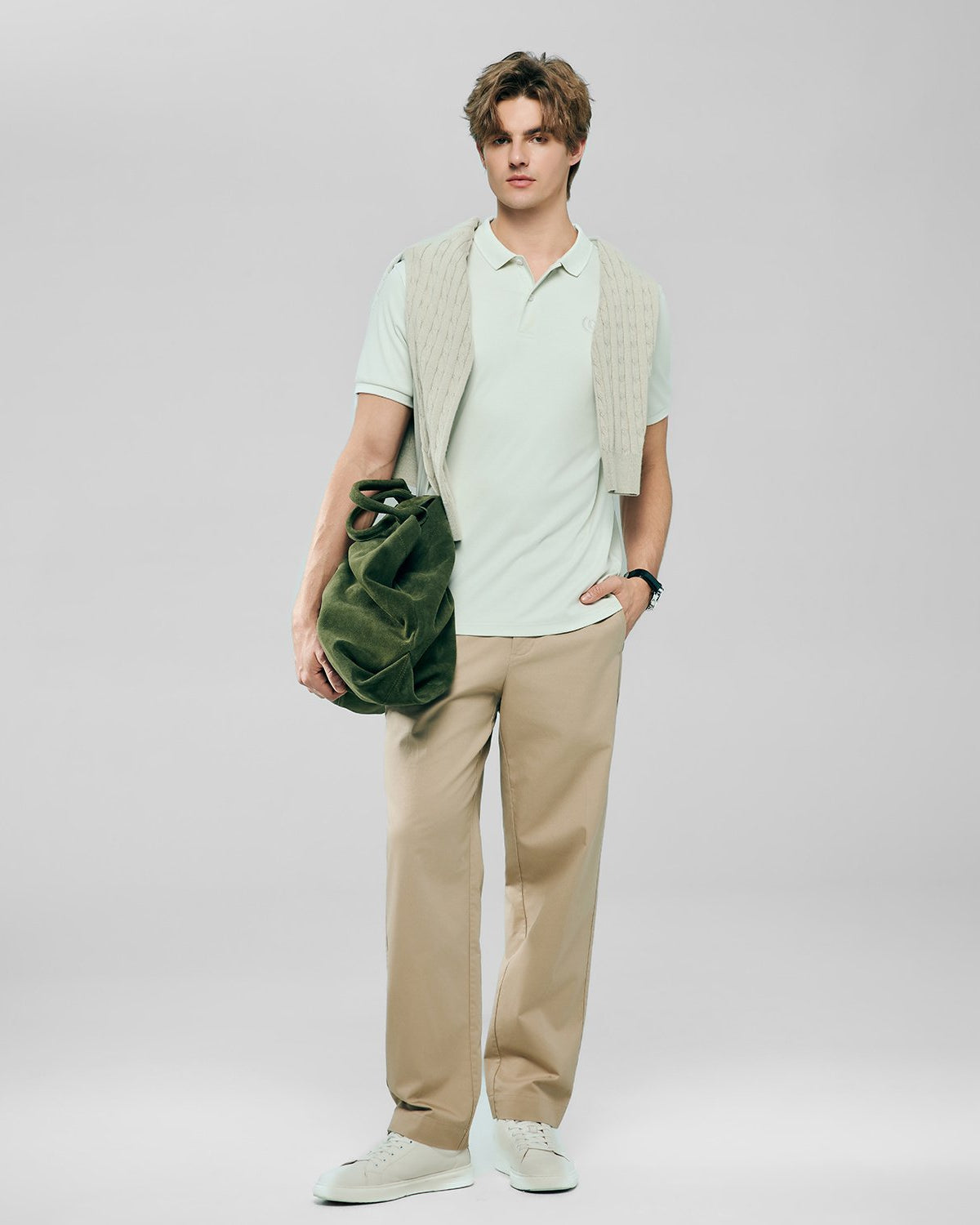 Men's Slim Fit Liquid Touch Cotton Interlock Polo - Image 1